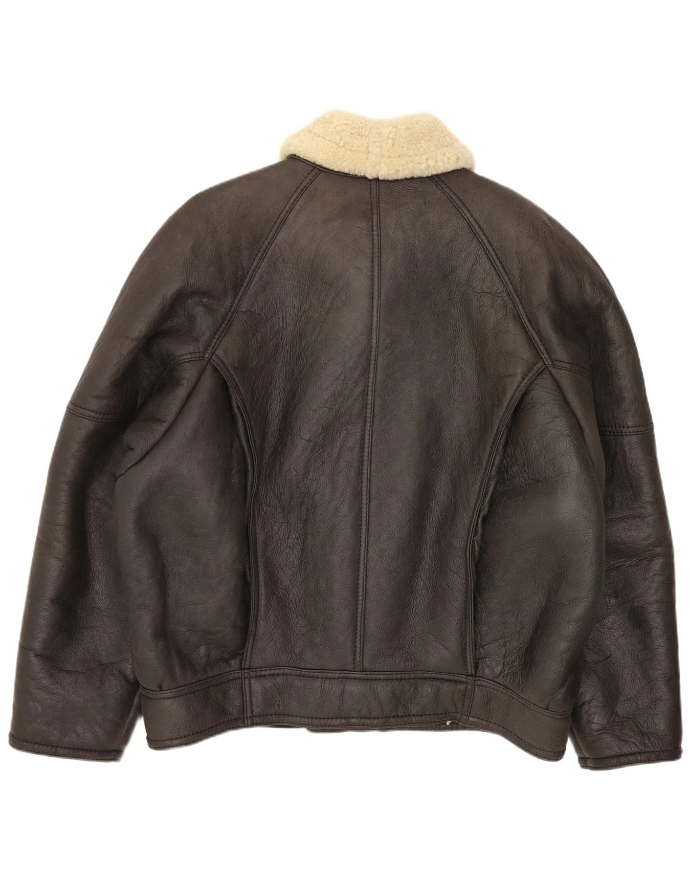 Vintage Mens Shearling Jacket IT 52 XL Brown Leather - Image 2