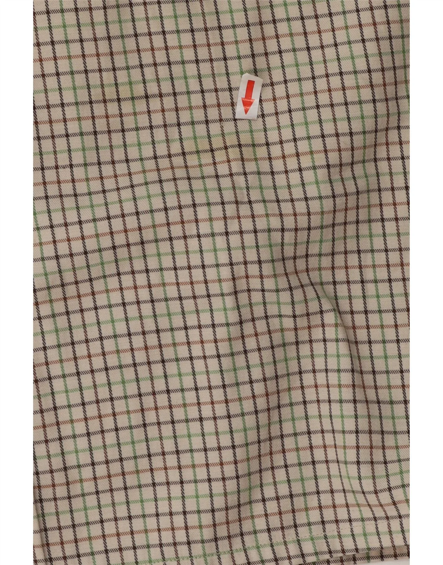 Vintage Mens Shirt Size 16 1/2 Large Beige Check Polyester - Image 3