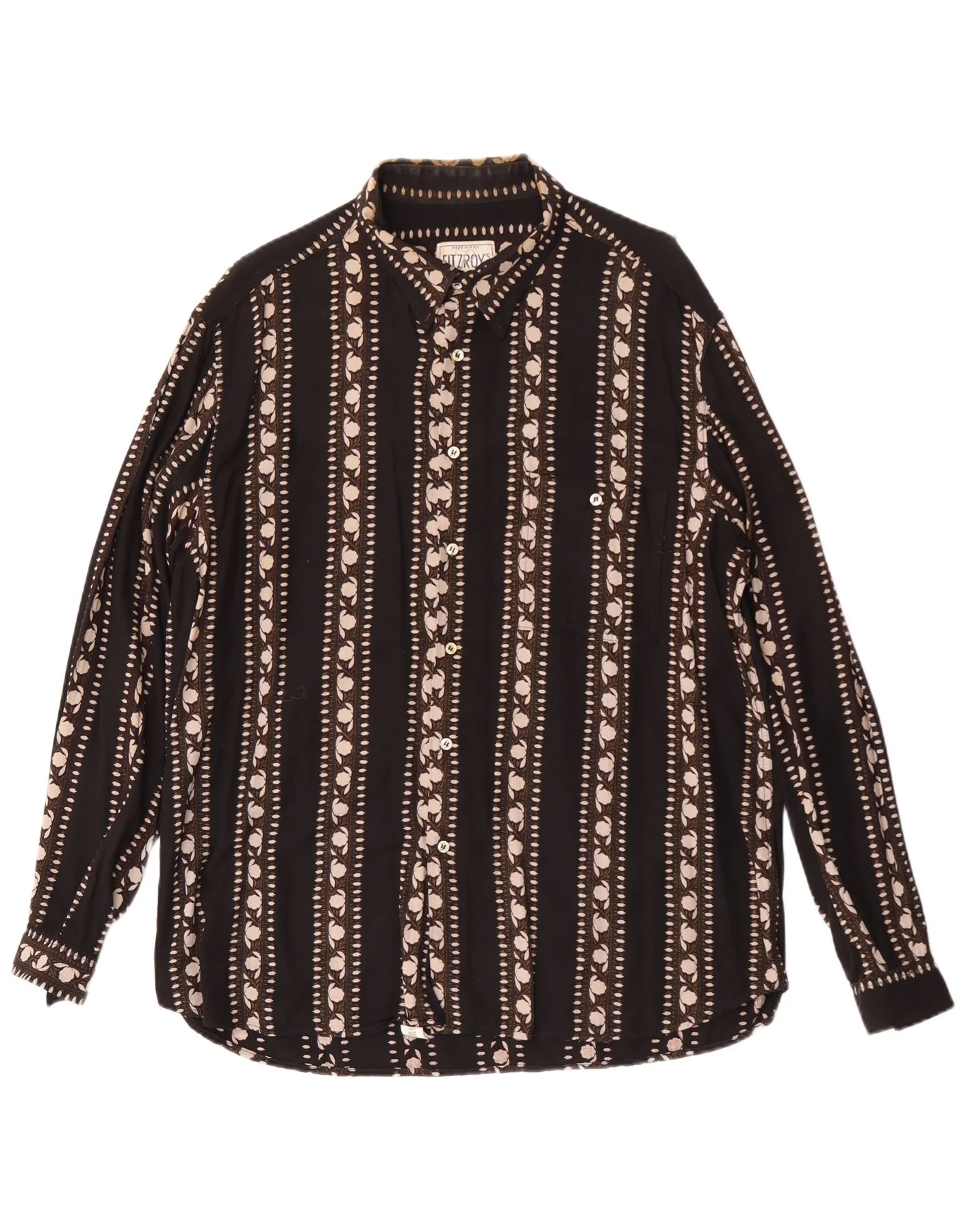 Vintage Mens Shirt XL Black Floral