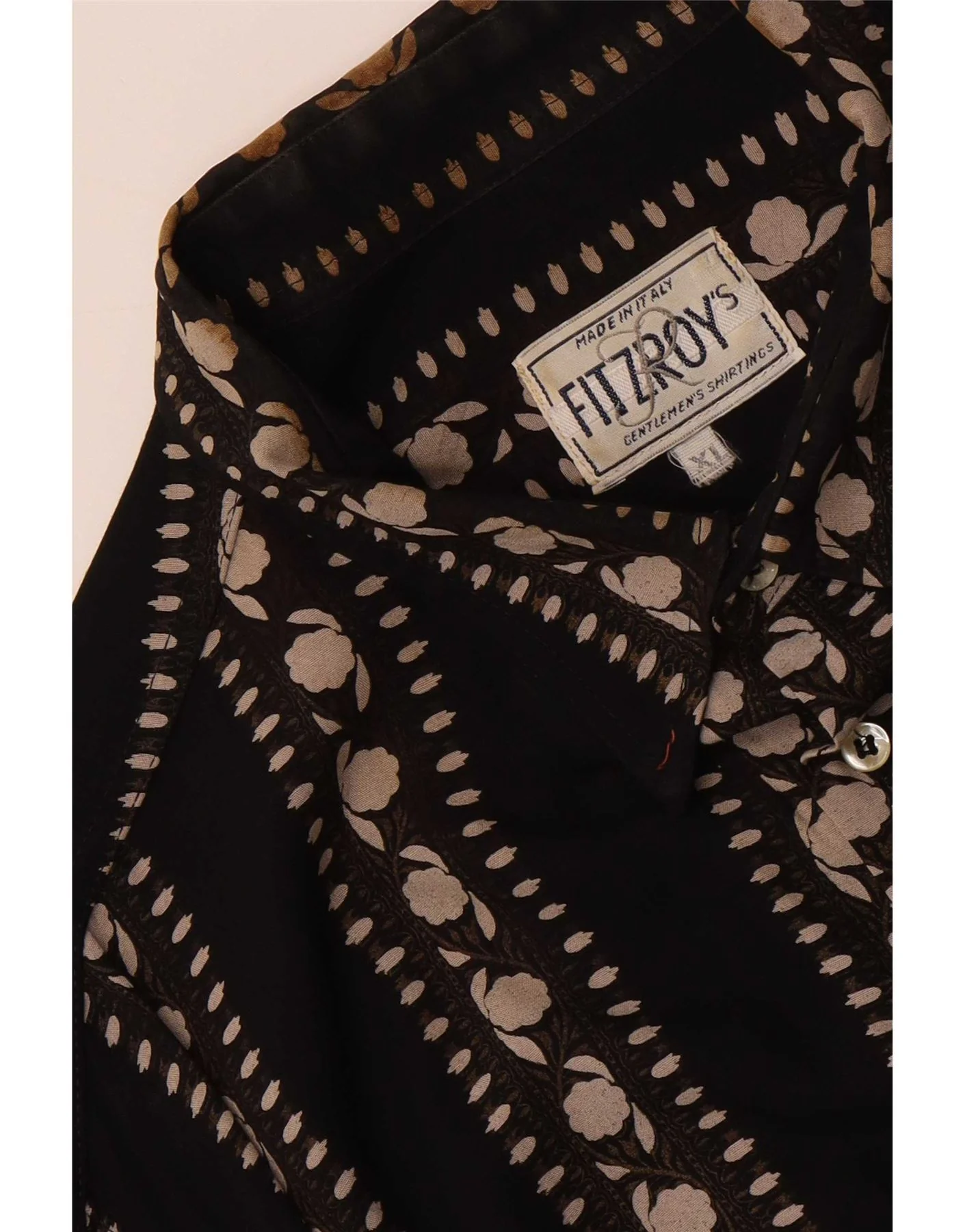 Vintage Mens Shirt XL Black Floral - Image 3