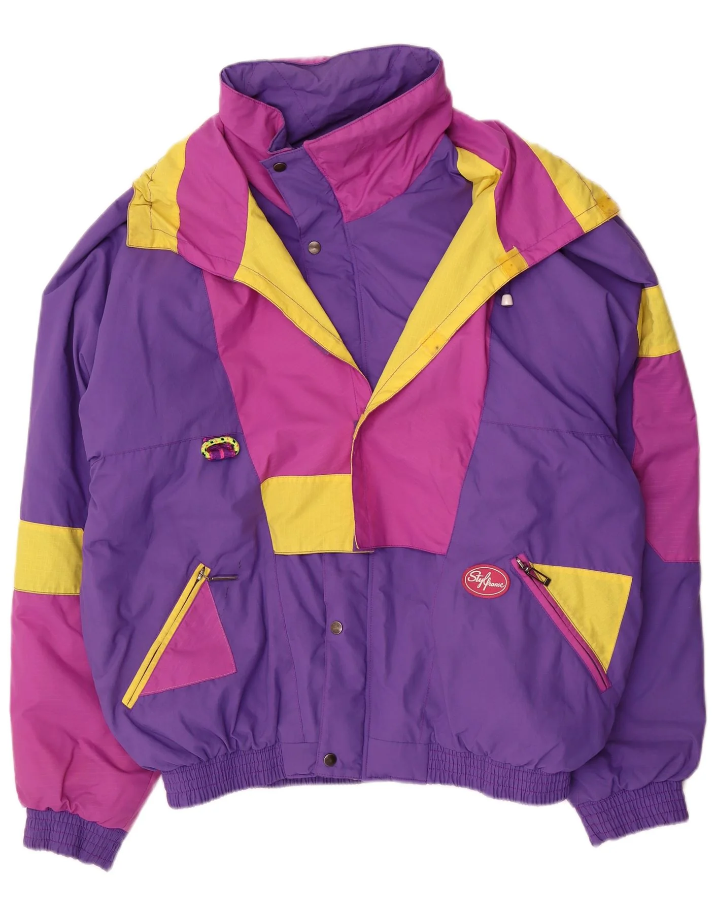 Vintage Mens Ski Jacket IT 54 XL Purple Colourblock Polyamide