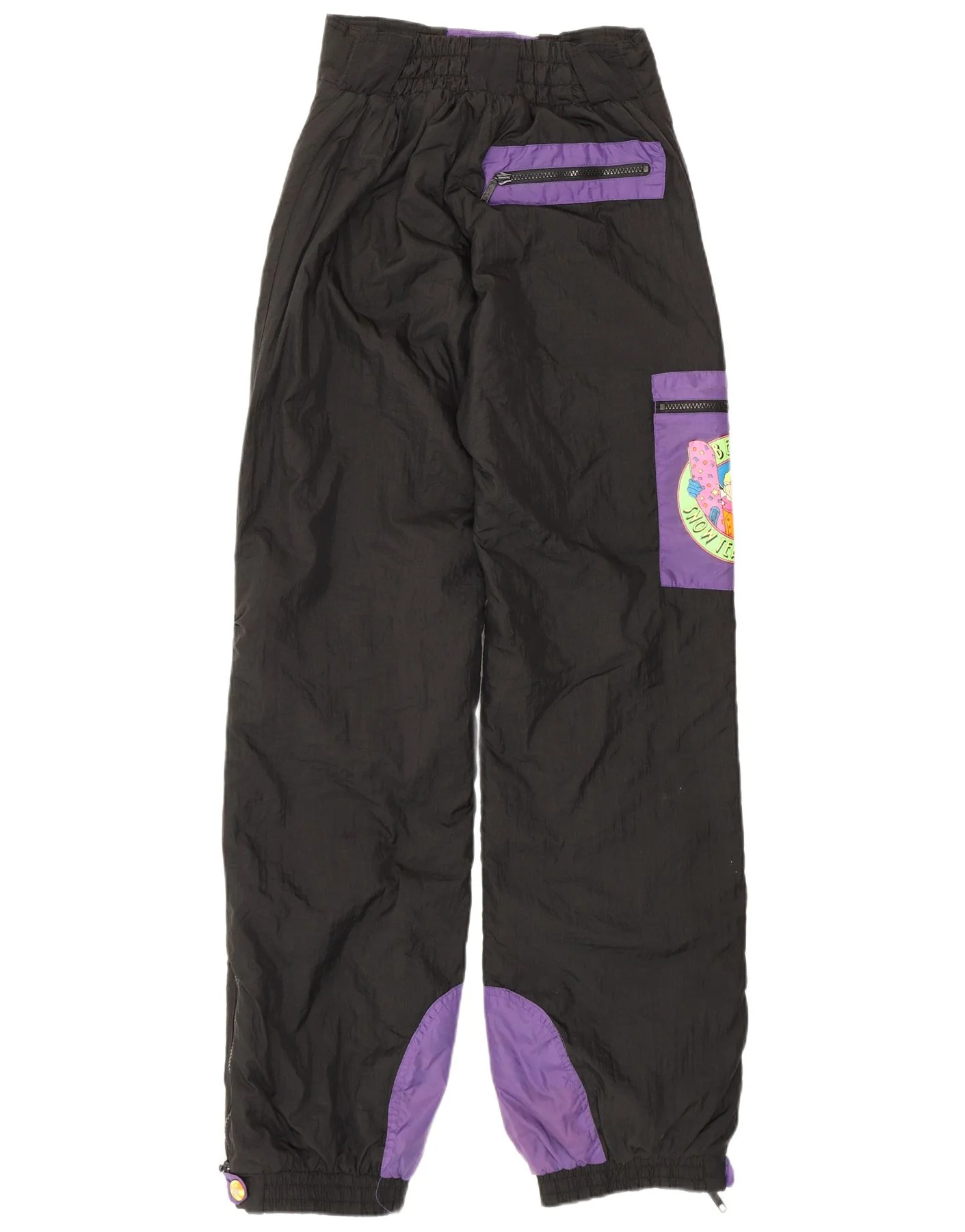 Vintage Mens Ski Trousers Small Black Colourblock Polyester - Image 2