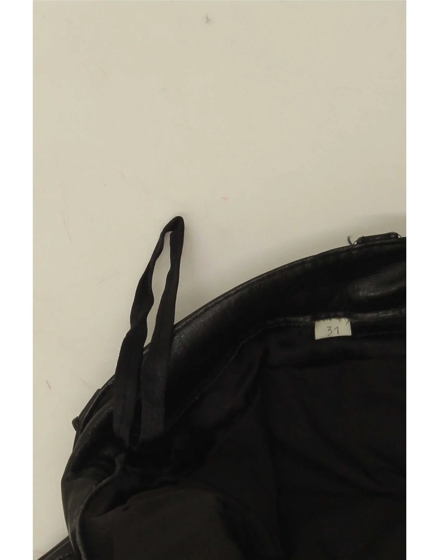 Vintage Mens Straight Leather Trousers W31 L30 Black - Image 3