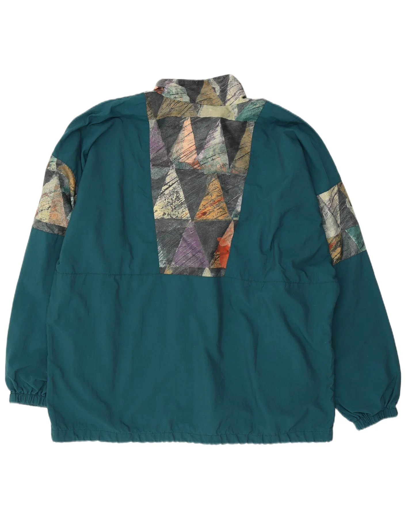 Vintage Mens Tracksuit Top Jacket IT 48 2XL Green Geometric Polyester - Image 2