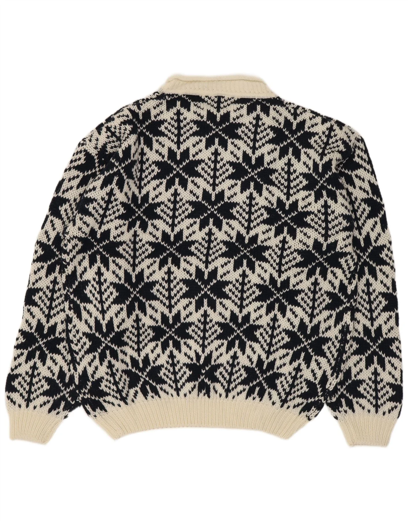 Vintage Mens Turtle Neck Jumper Sweater IT 52/54 Large Black Geometric - Image 2