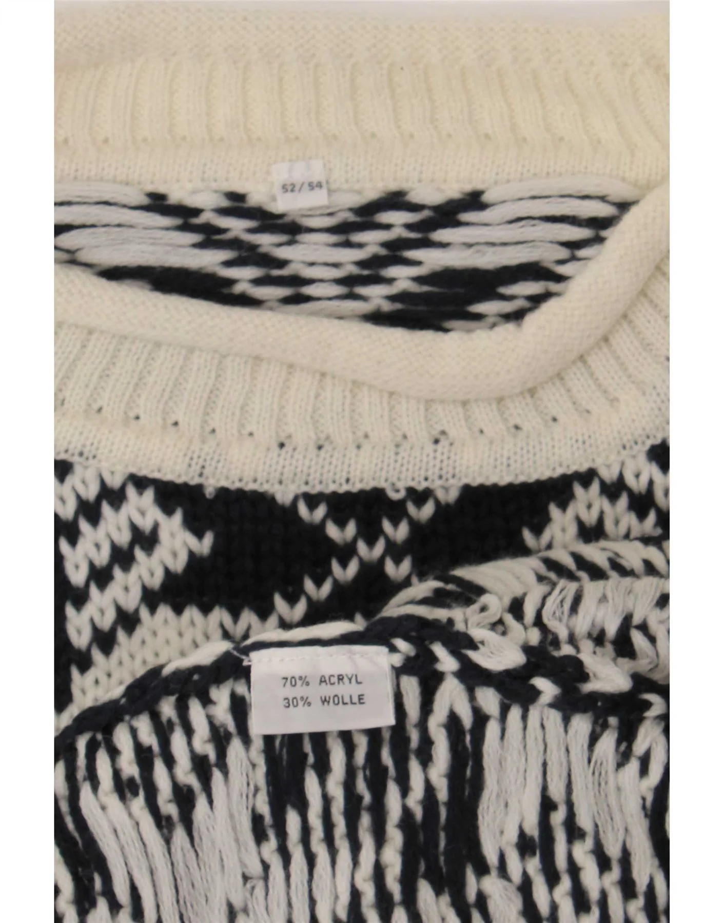 Vintage Mens Turtle Neck Jumper Sweater IT 52/54 Large Black Geometric - Image 3