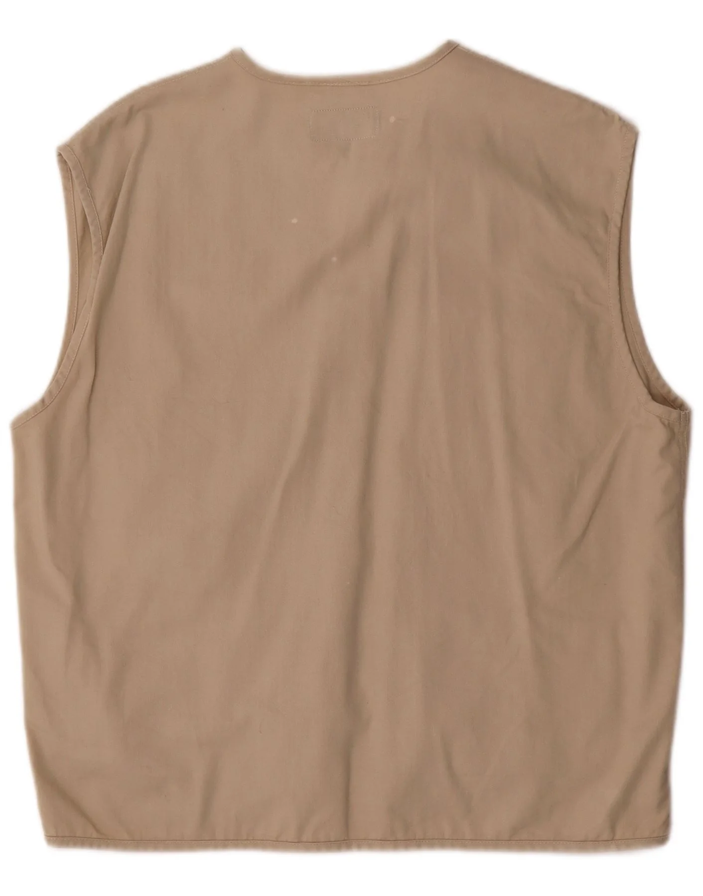 Vintage Mens Utility Gilet UK 38 Medium Beige Cotton - Image 2