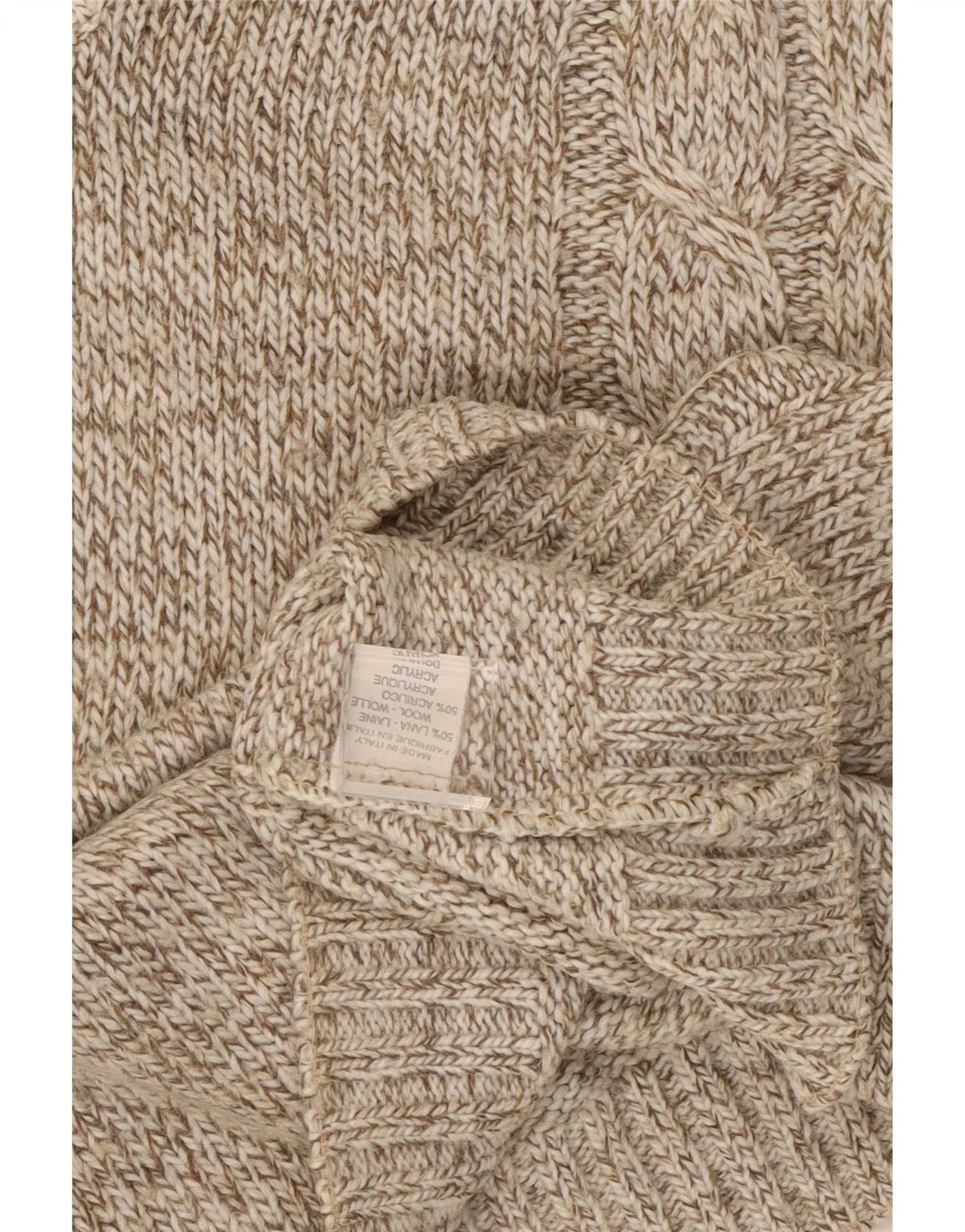 Vintage Mens V-Neck Jumper Sweater XL Brown Flecked Wool - Image 3