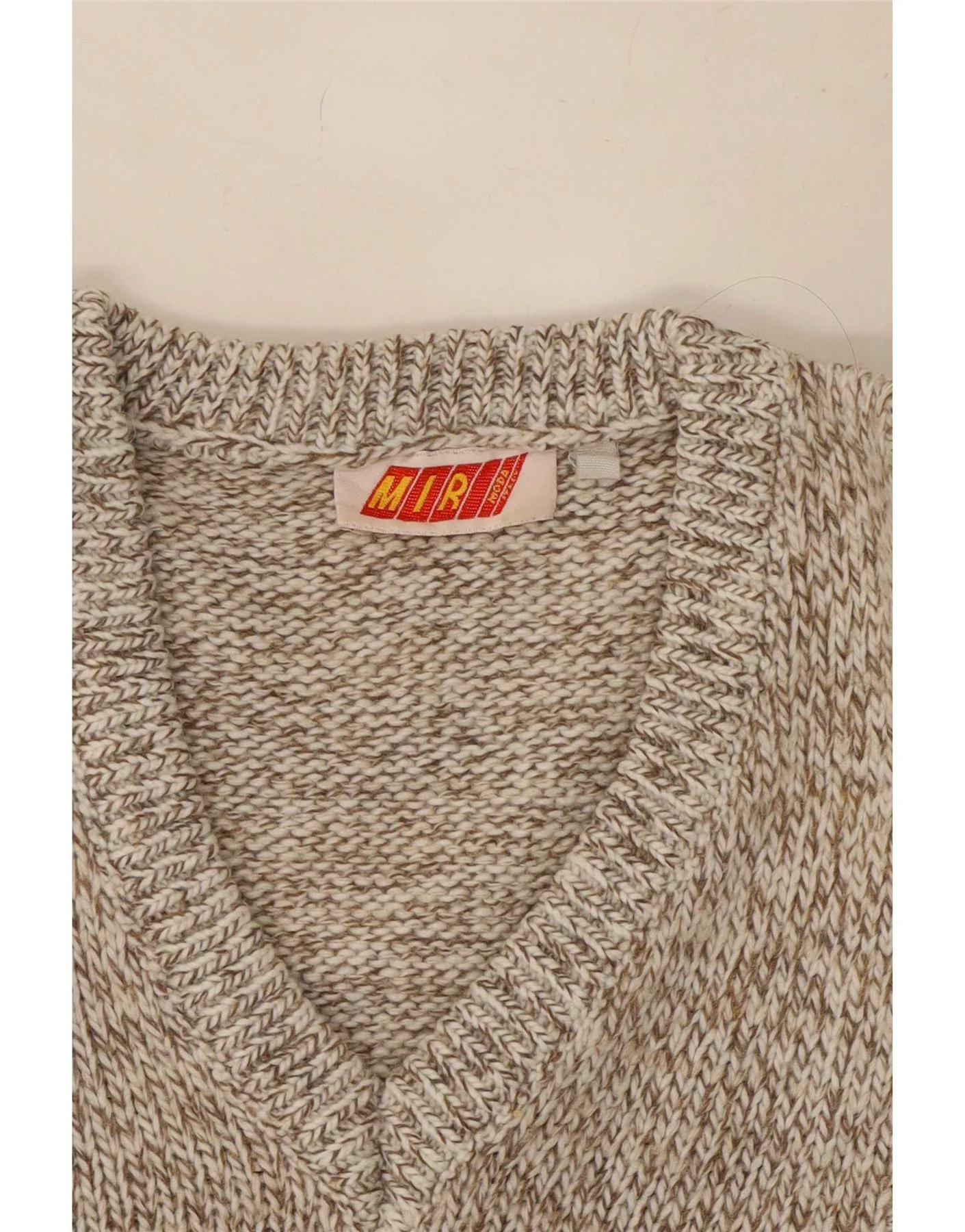 Vintage Mens V-Neck Jumper Sweater XL Brown Flecked Wool - Image 4