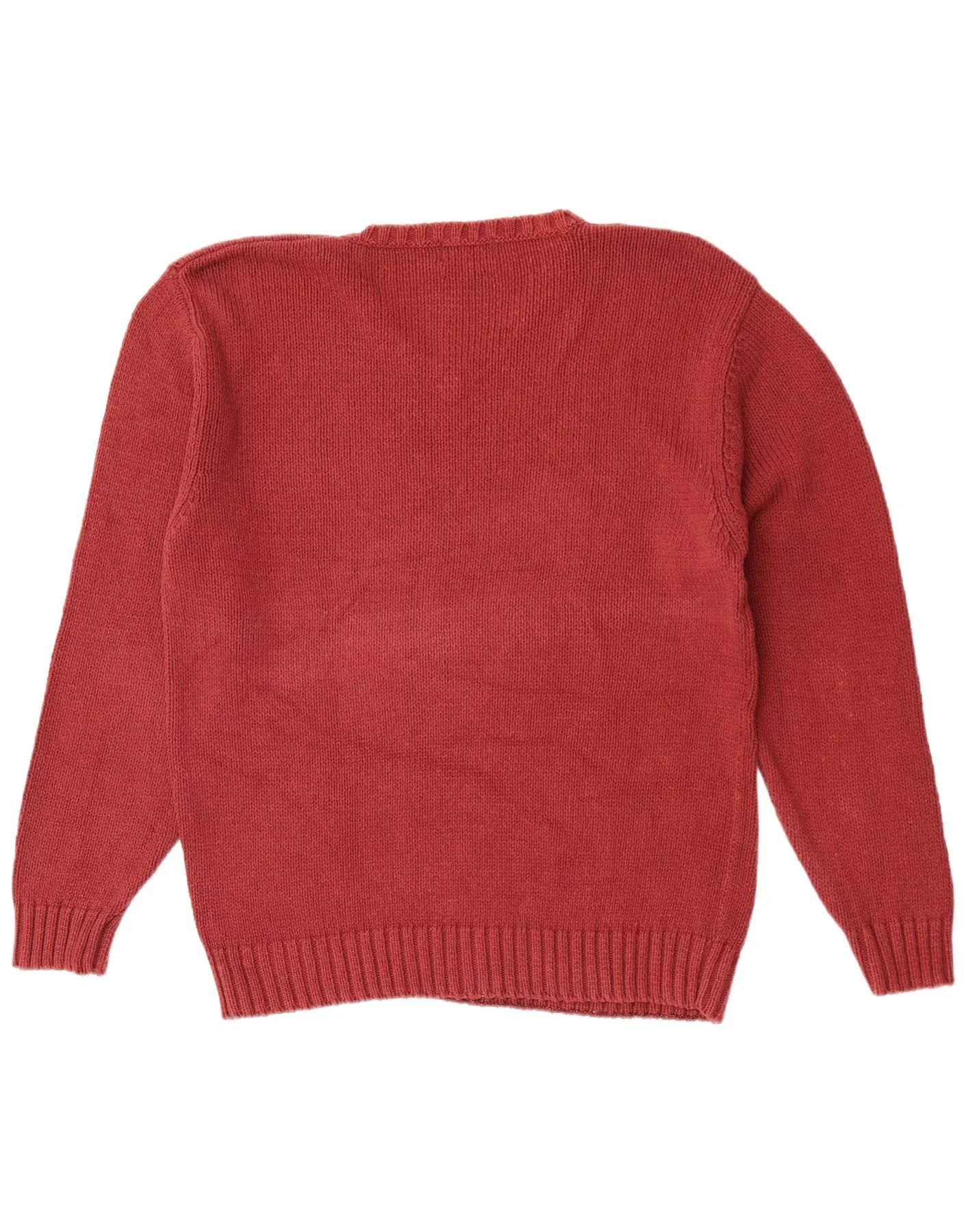 Vintage Mens V-Neck Jumper Sweater XL Maroon Cotton - Image 2