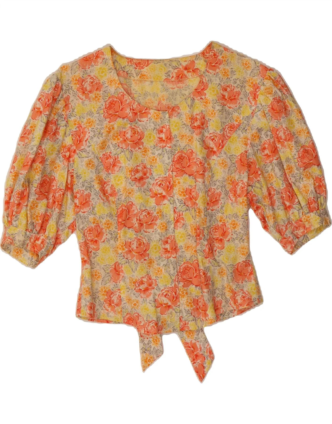 VINTAGE Womens 1/2 Sleeve Shirt Blouse UK 10 Small Multicoloured Floral