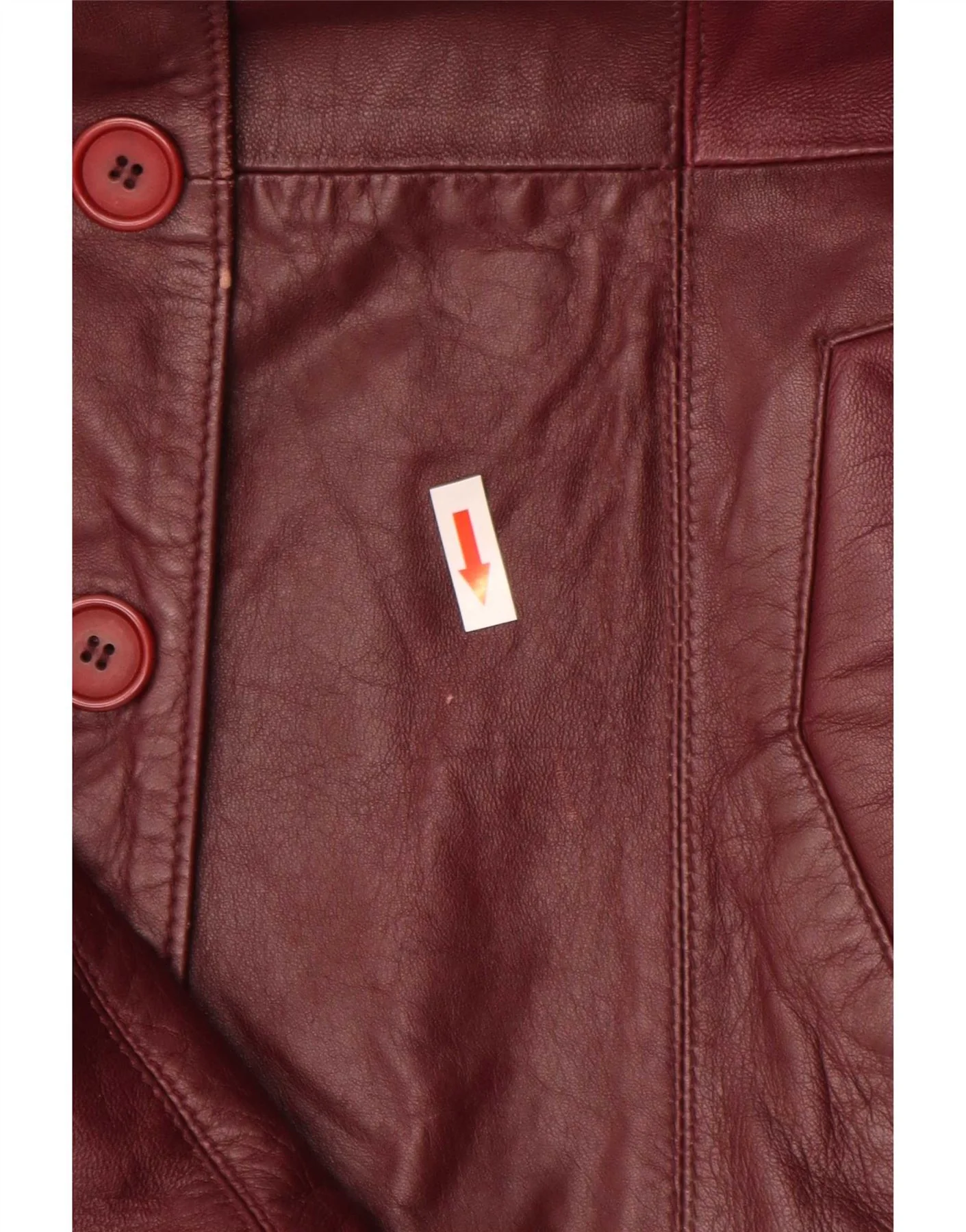 Vintage Womens 4 Button Leather Blazer Jacket UK 10 Small Burgundy - Image 4