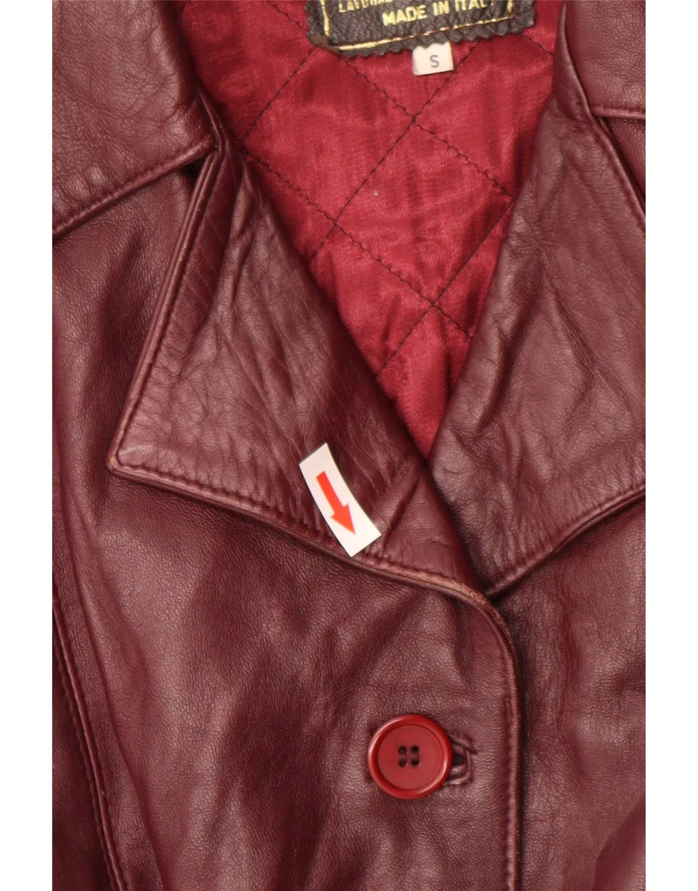 Vintage Womens 4 Button Leather Blazer Jacket UK 10 Small Burgundy - Image 5
