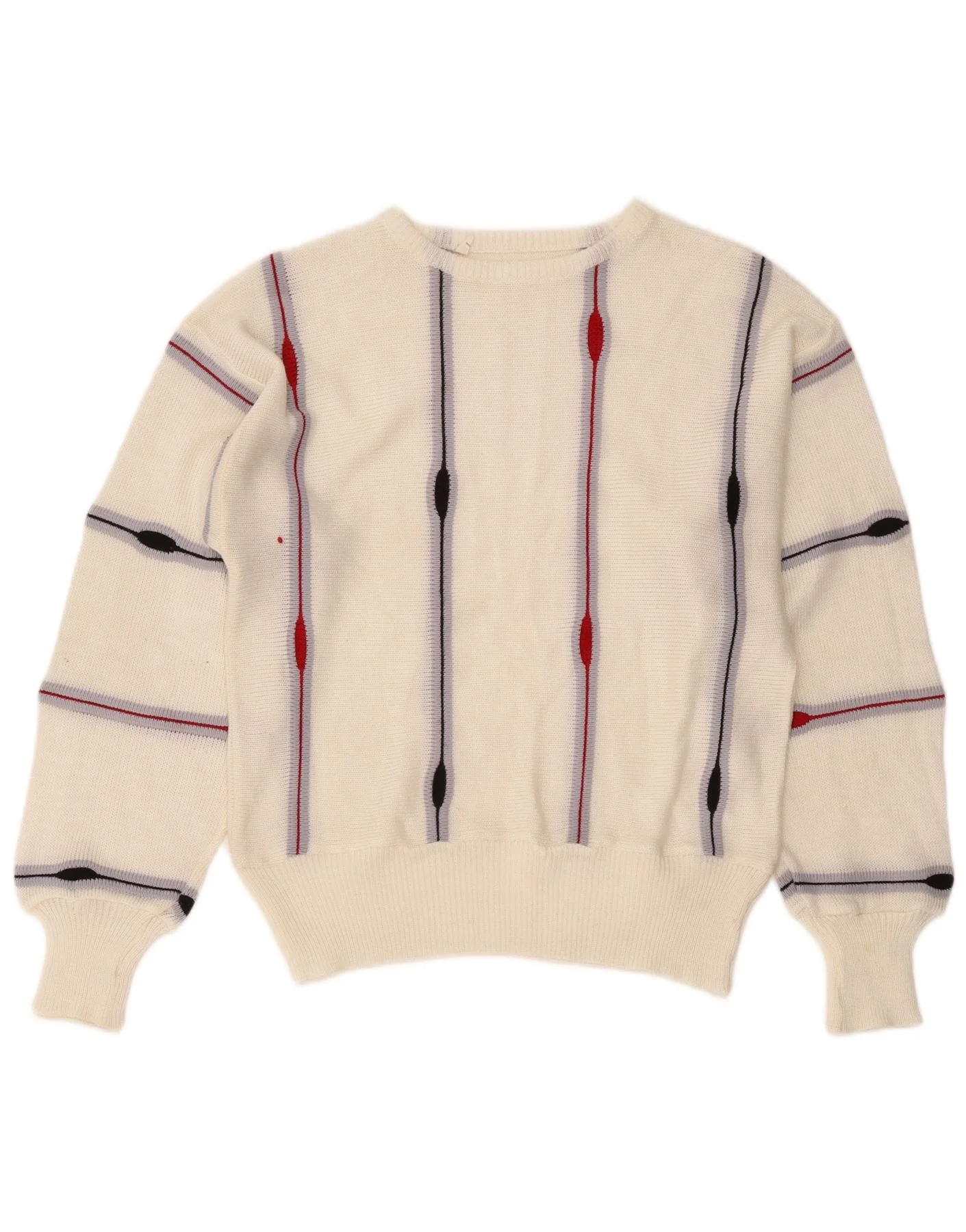 Vintage Womens Boat Neck Jumper Sweater UK 14 Medium White Striped