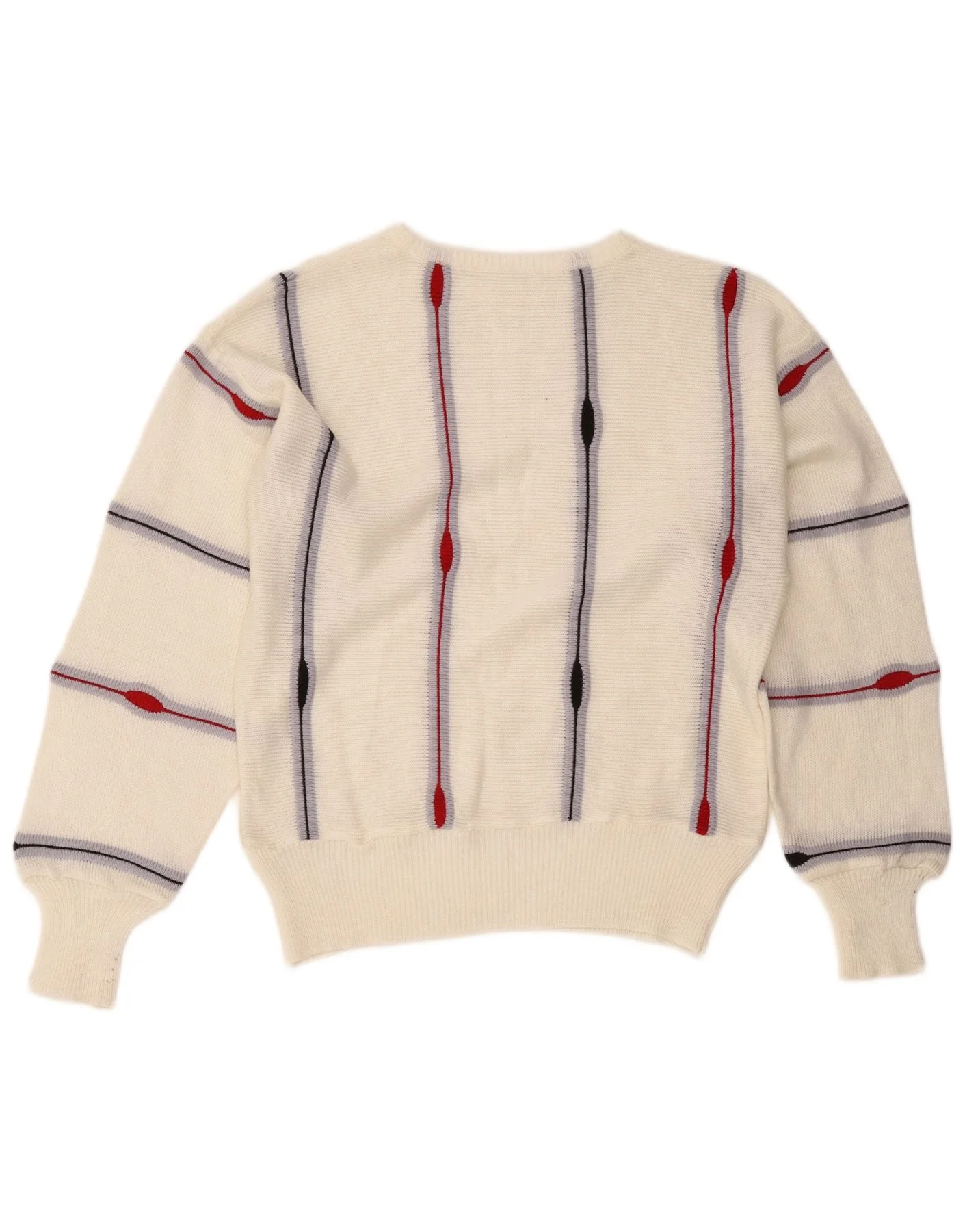 Vintage Womens Boat Neck Jumper Sweater UK 14 Medium White Striped - Image 2