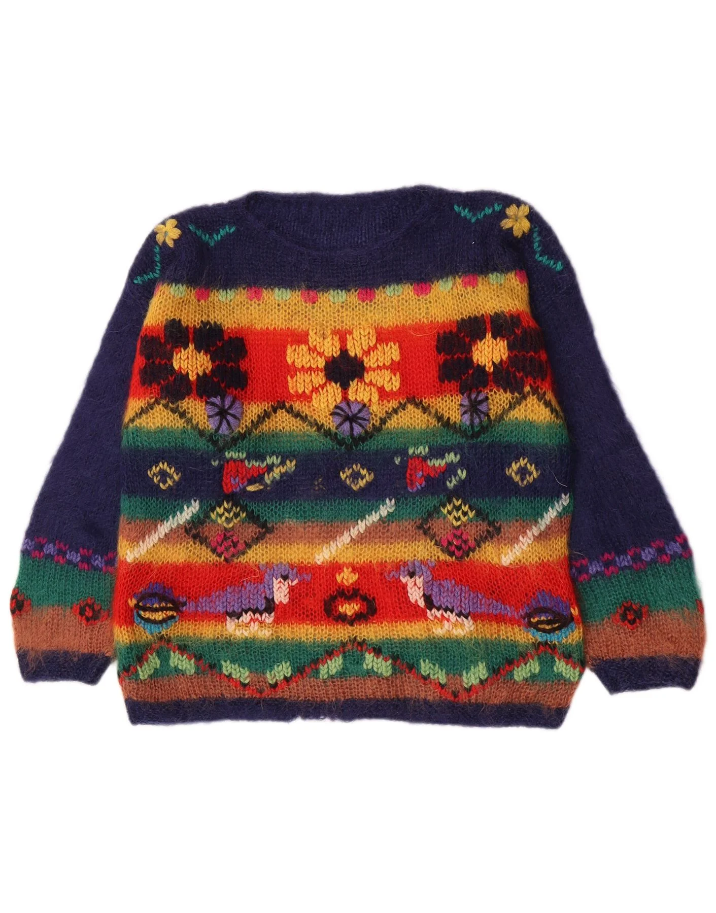 Vintage Womens Boat Neck Jumper Sweater UK 16 Large Multicoloured Striped