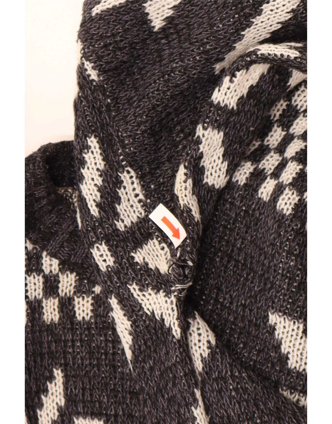 Vintage Womens Boat Neck Jumper Sweater UK 18 XL Grey Fair Isle - Image 3