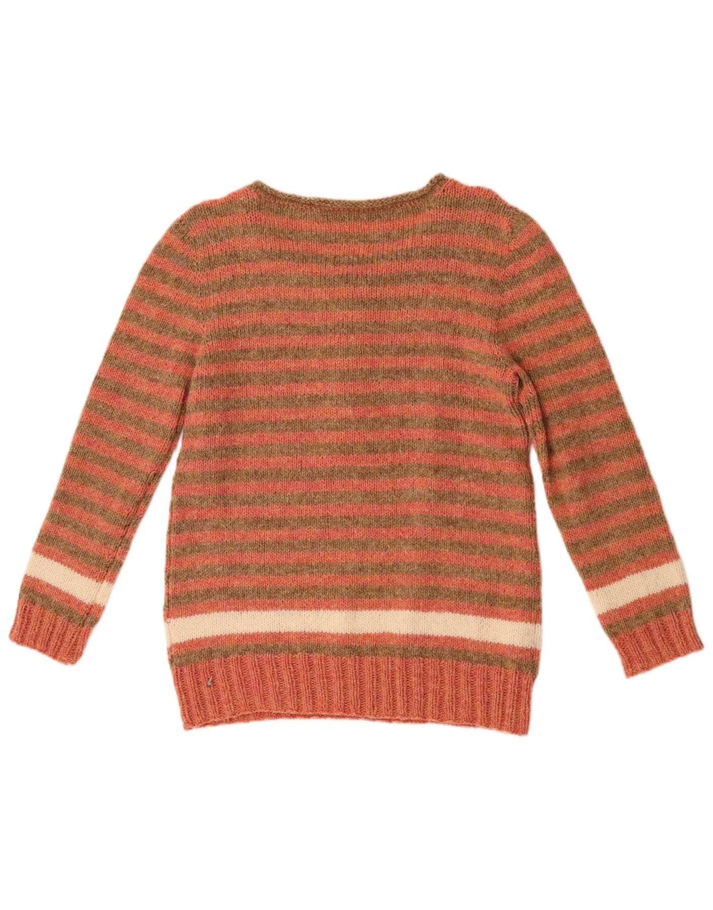 Vintage Womens Button Neck Jumper Sweater UK 10 Small Red Striped - Image 2