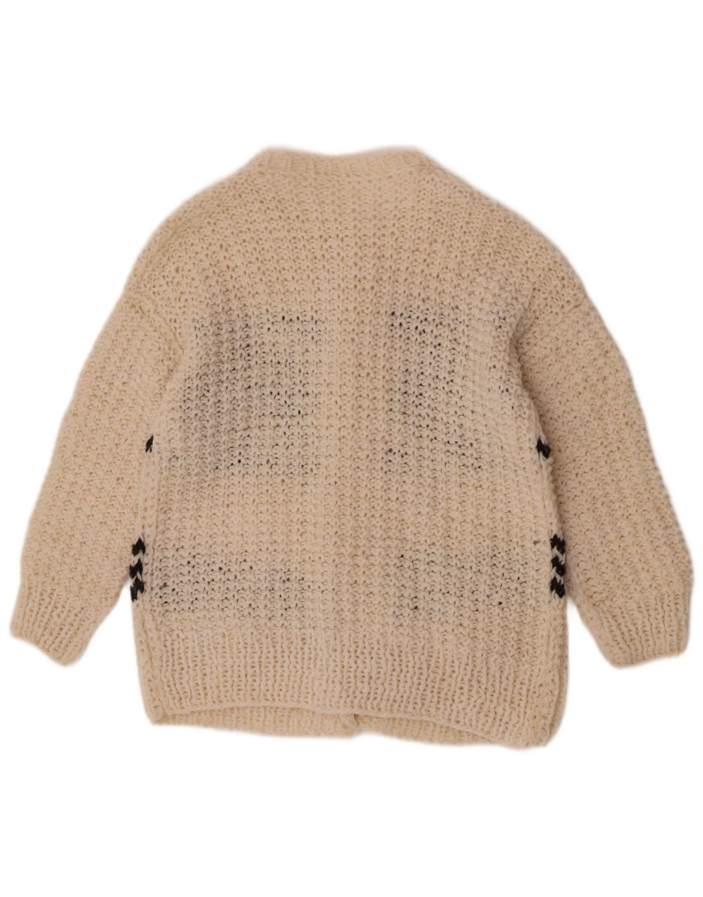 Vintage Womens Cardigan Sweater UK 14 Large Off White Geometric - Image 2
