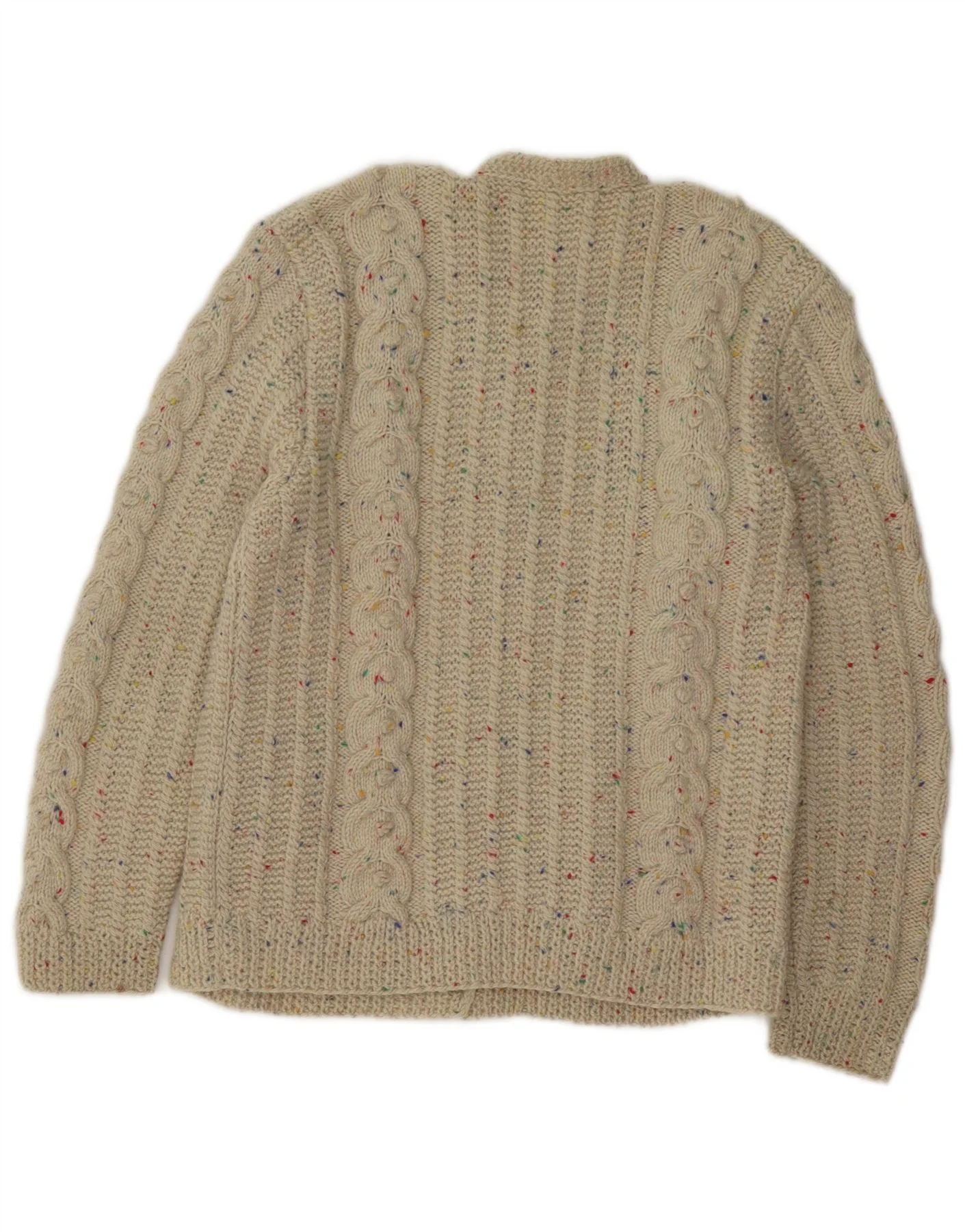 Vintage Womens Cardigan Sweater UK 14 Medium Beige Flecked - Image 2