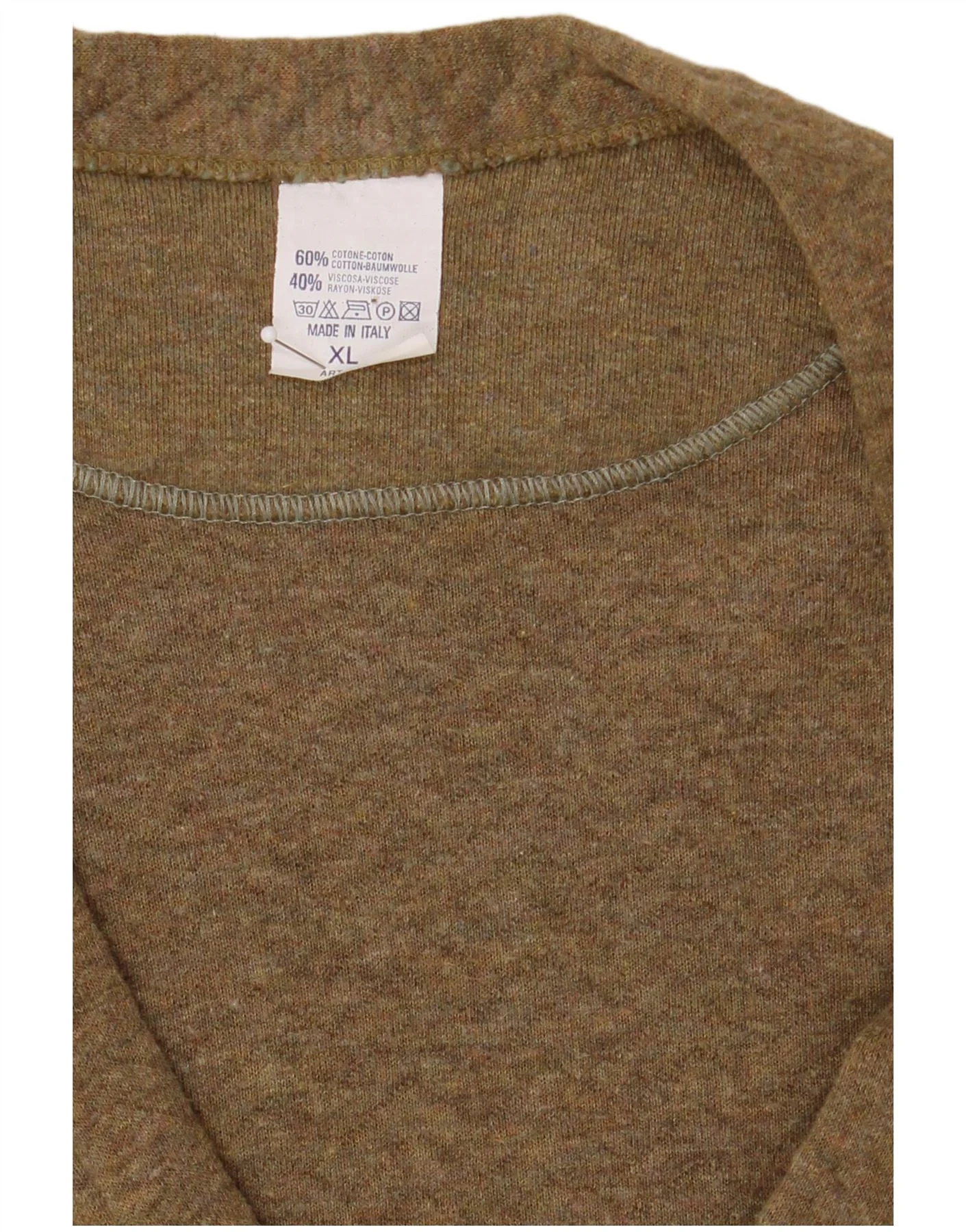 Vintage Womens Cardigan Sweater UK 18 XL Khaki Cotton - Image 4