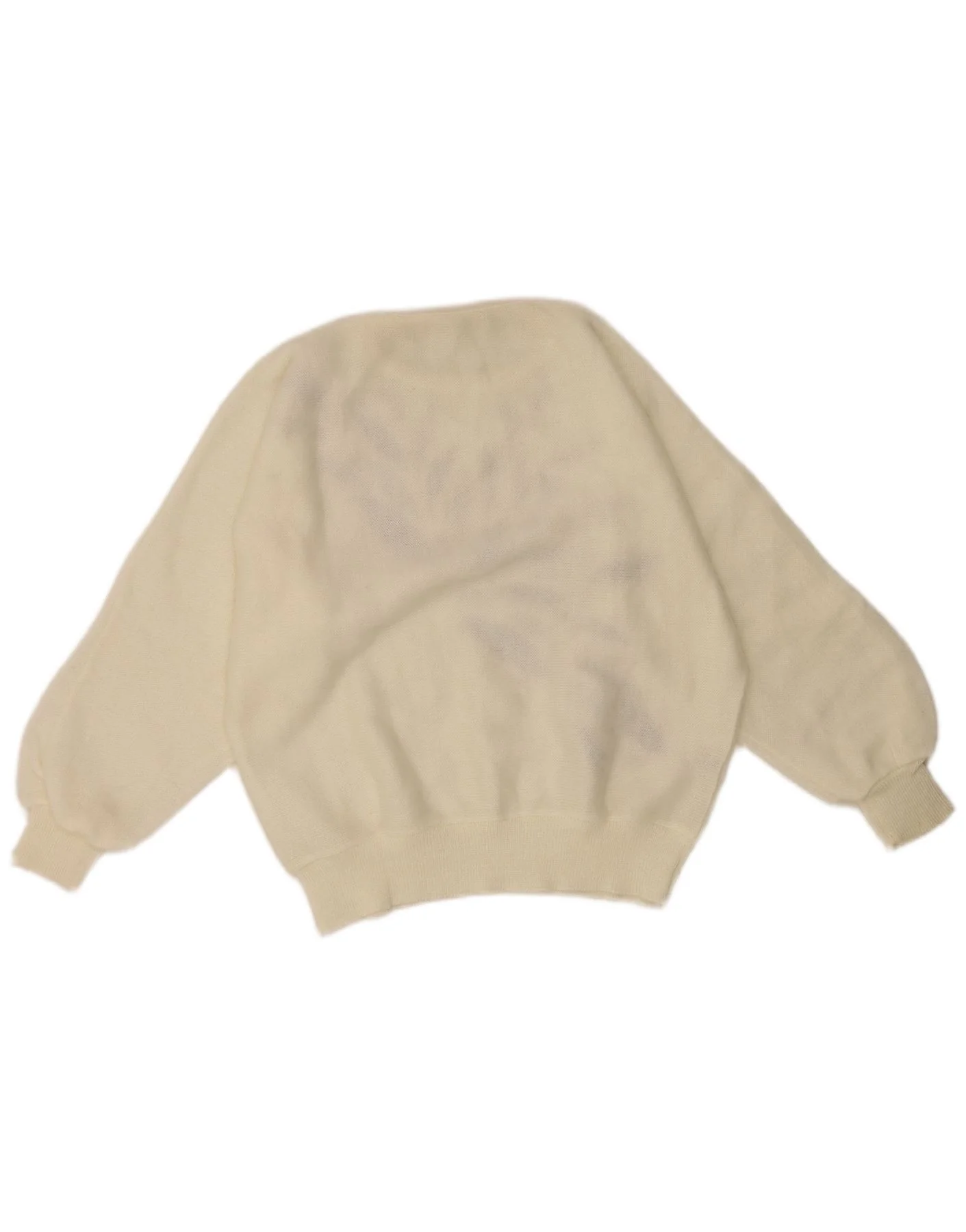 Vintage Womens Crew Neck Jumper Sweater UK 10 Small White Geometric Retro - Image 2