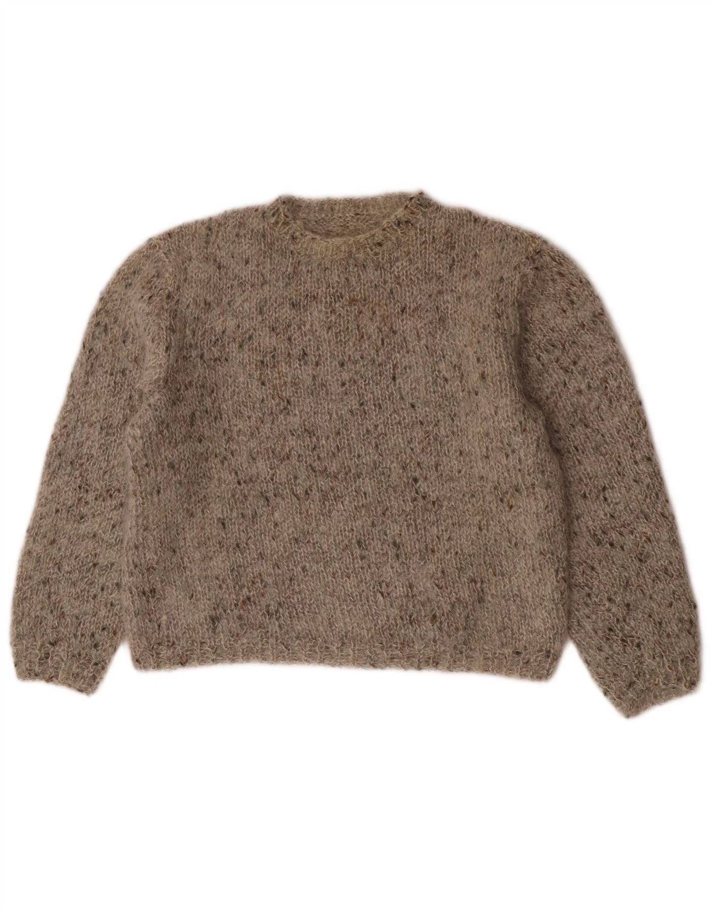 Vintage Womens Crew Neck Jumper Sweater UK 14 Medium Grey Flecked