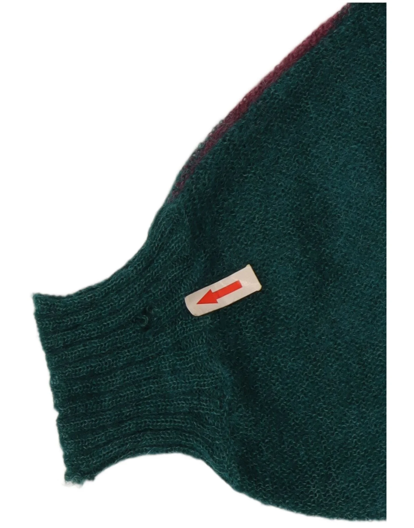 Vintage Womens Crop Boat Neck Jumper Sweater UK 14 Medium Blue Colourblock - Image 3
