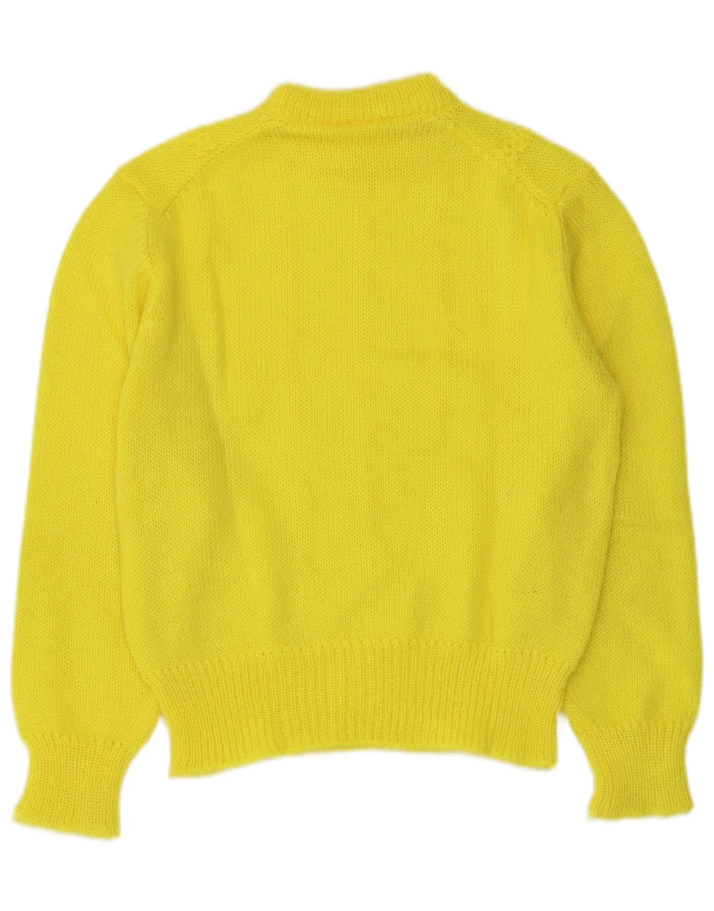 Vintage Womens Crop Crew Neck Jumper Sweater UK 12 Medium Yellow - Image 2