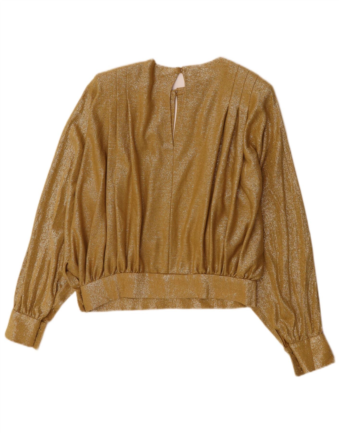 Vintage Womens Crop Long Sleeve Blouse Top UK 12 Medium Gold - Image 2