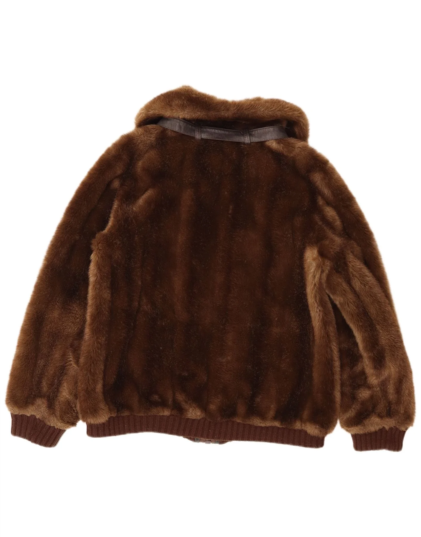 Vintage Womens Faux Fur Jacket UK 14 Medium Brown - Image 2