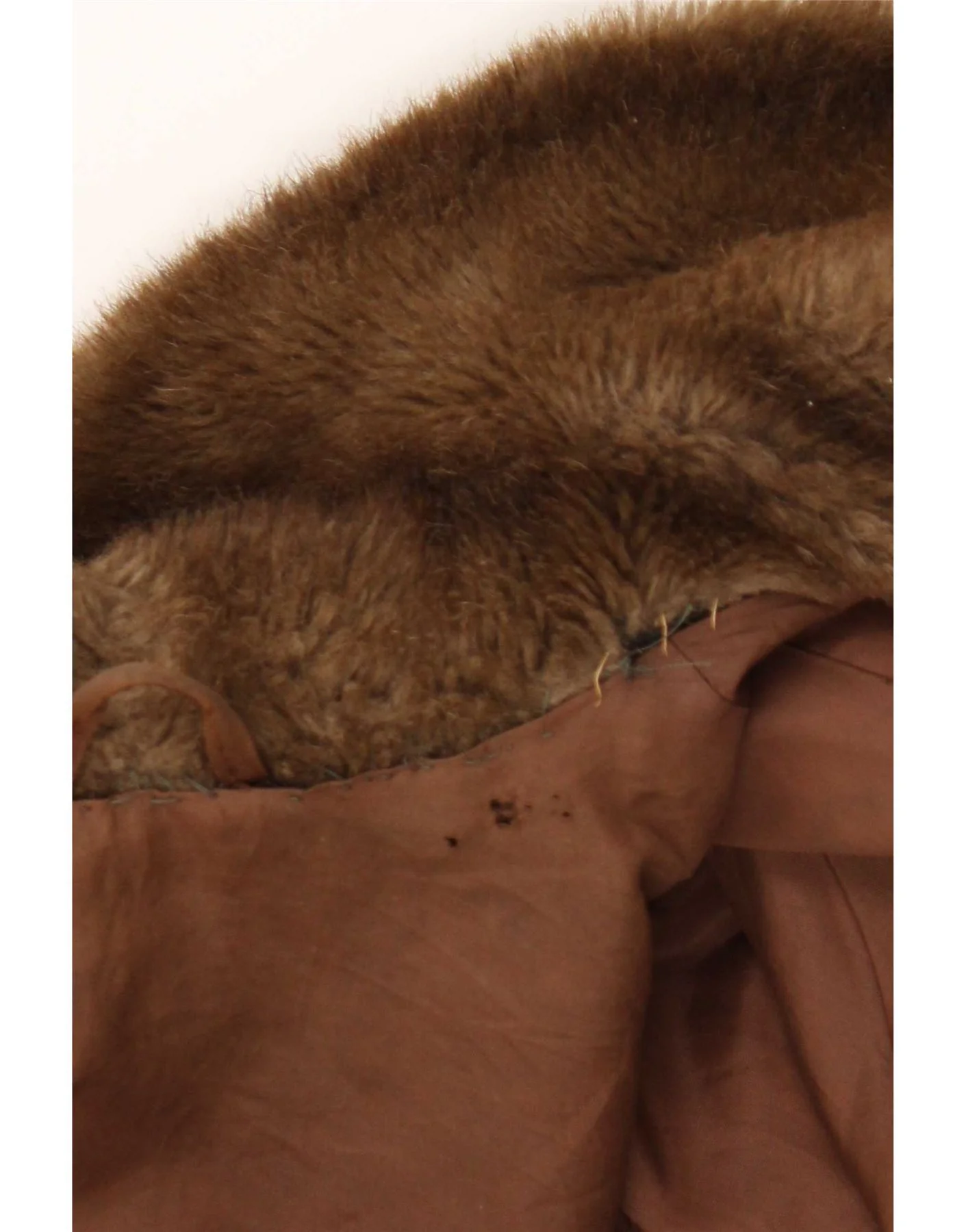 Vintage Womens Faux Fur Jacket UK 14 Medium Brown - Image 4
