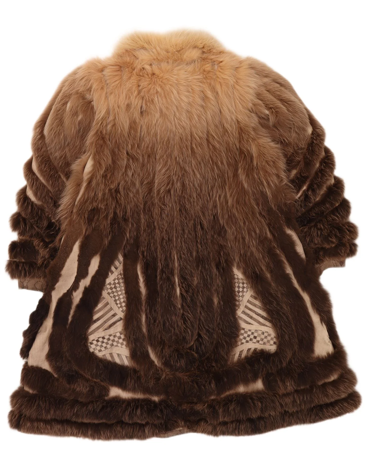 VINTAGE Womens Faux Fur Reversible Overcoat UK 18 XL Brown Floral - Image 4