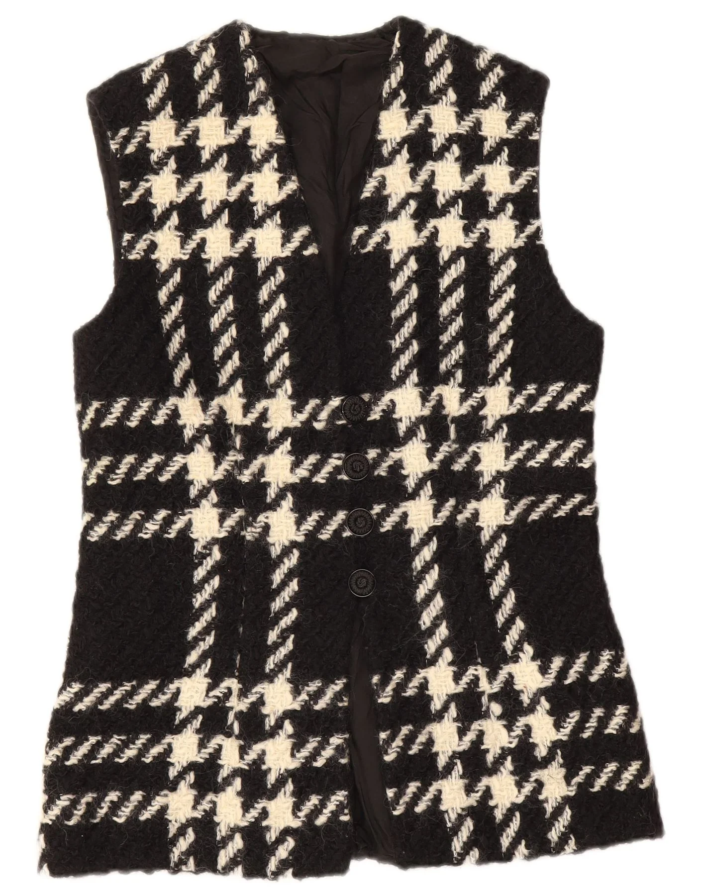 Vintage Womens Gilet UK 12 Medium Black Check