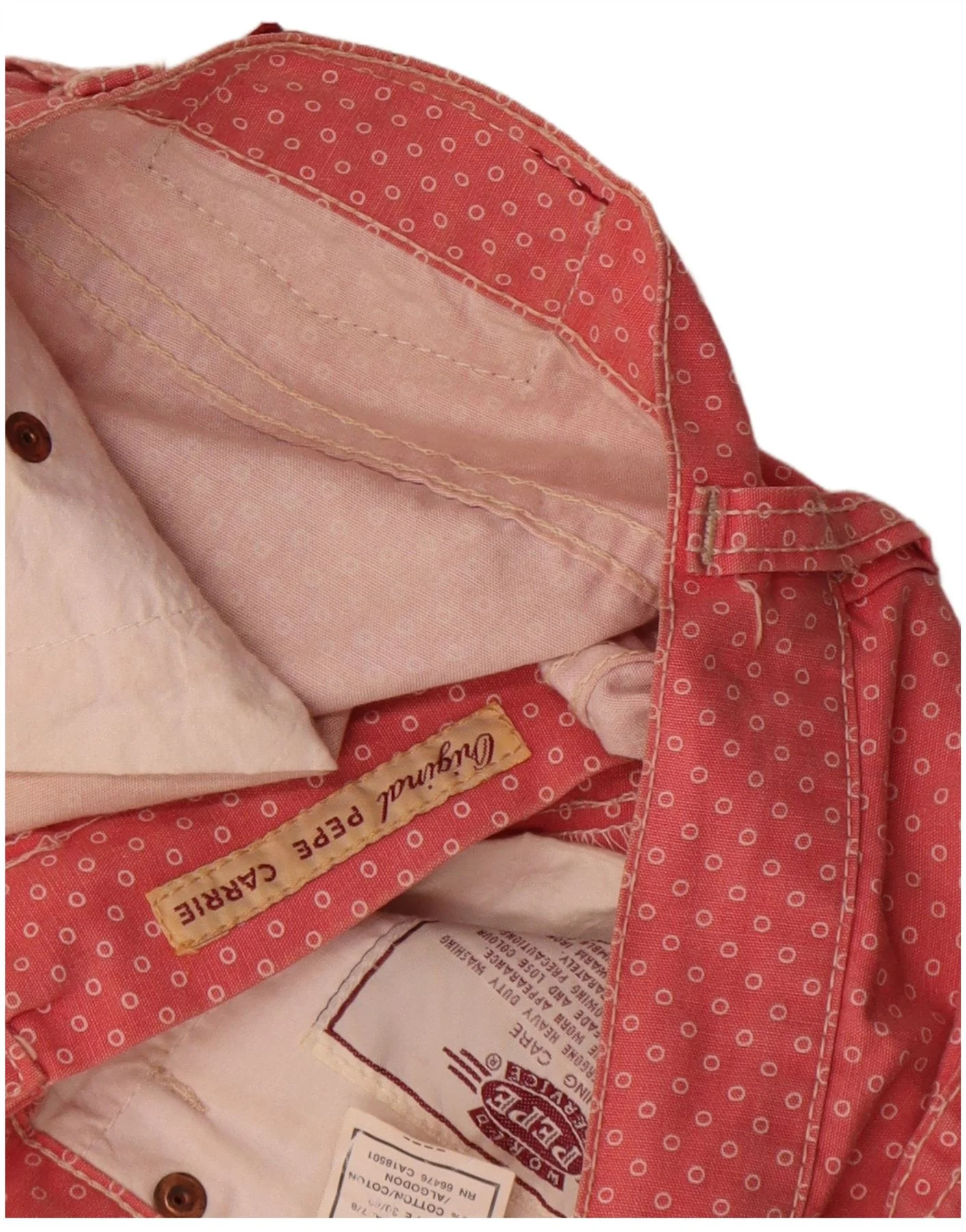 Vintage Womens High Waist Straight Casual Trousers W26 L30 Pink Spotted - Image 3