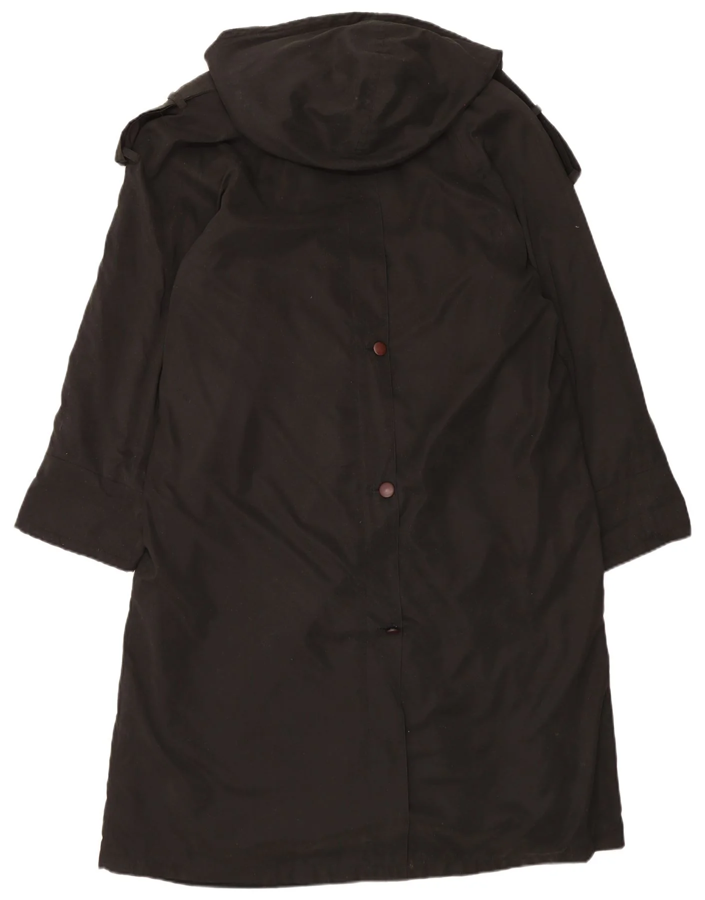 Vintage Womens Hooded Overcoat UK 18 XL Black Polyester - Image 2