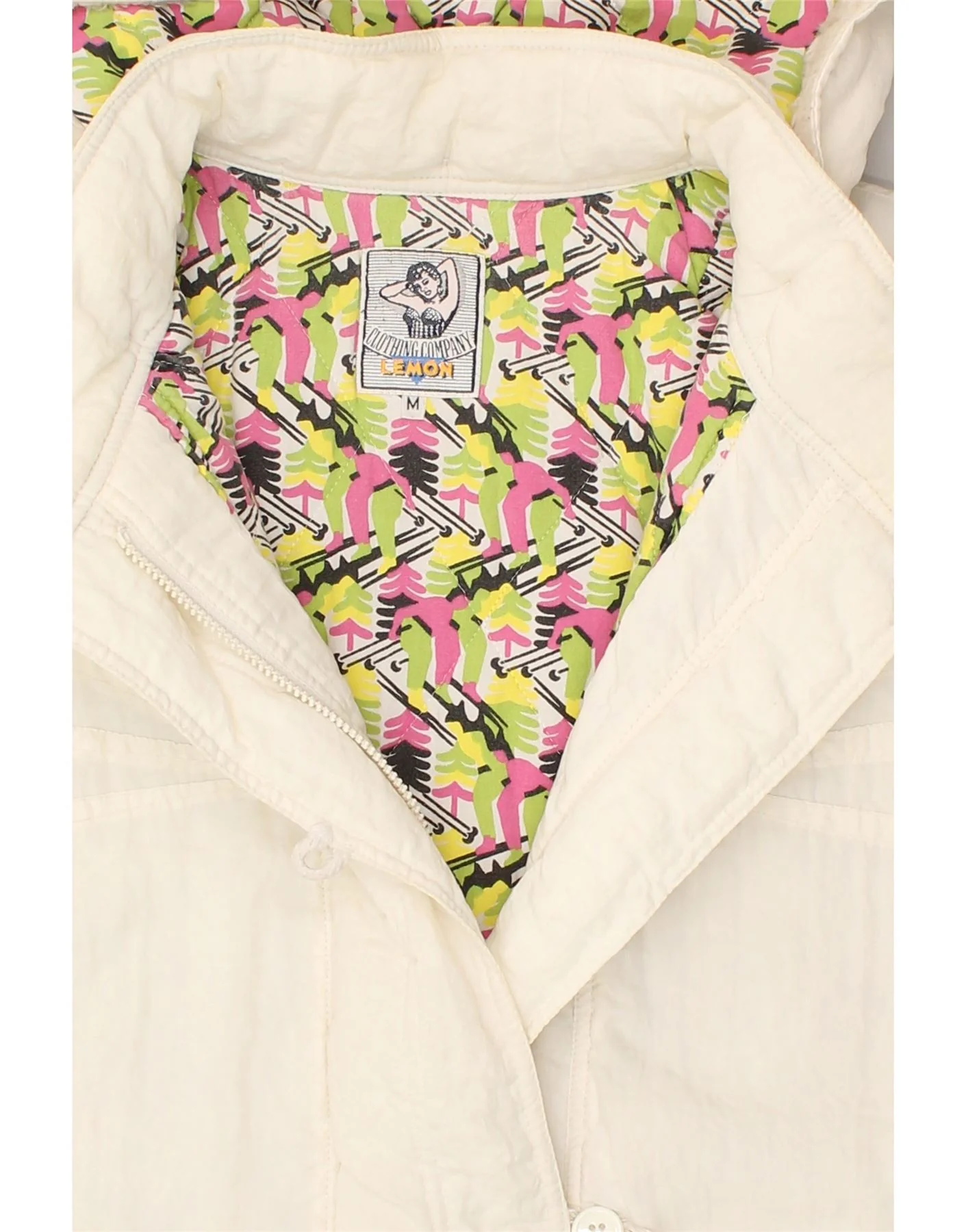 VINTAGE Womens Hooded Windbreaker Jacket UK 14 Medium White Polyamide - Image 4