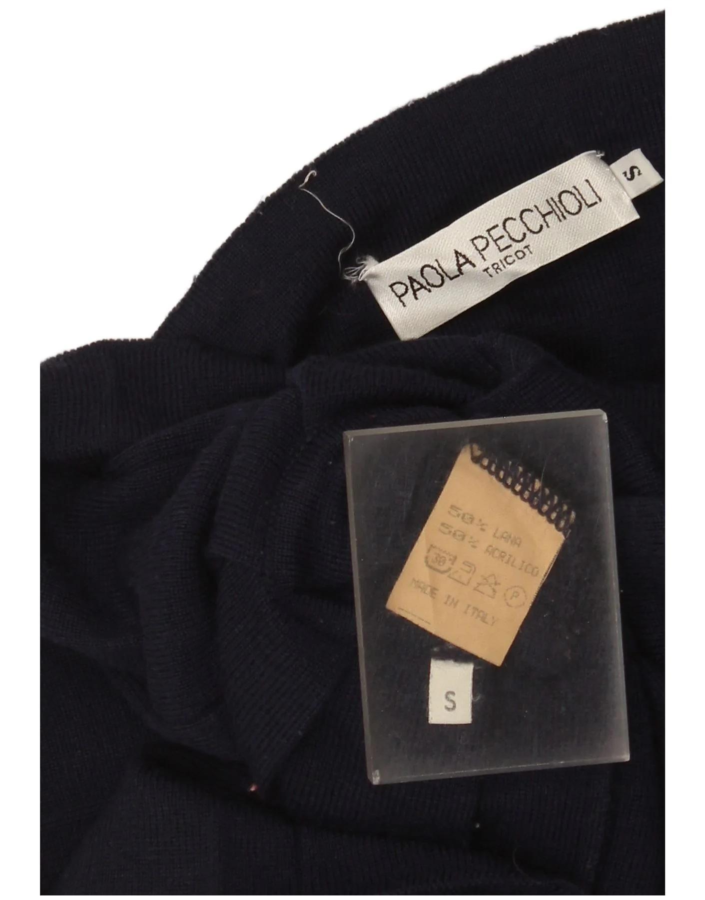Vintage Womens Knit Mini Knife Pleated Skirt Small W27 Navy Blue Wool - Image 3