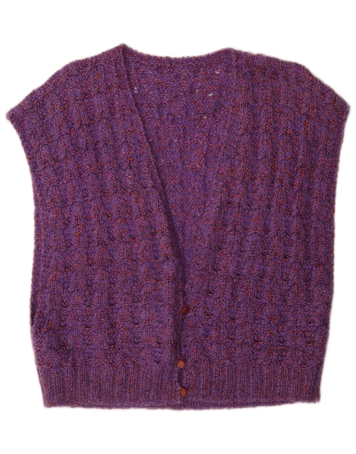 Vintage Womens Knit Waistcoat UK 14 Large Purple Flecked