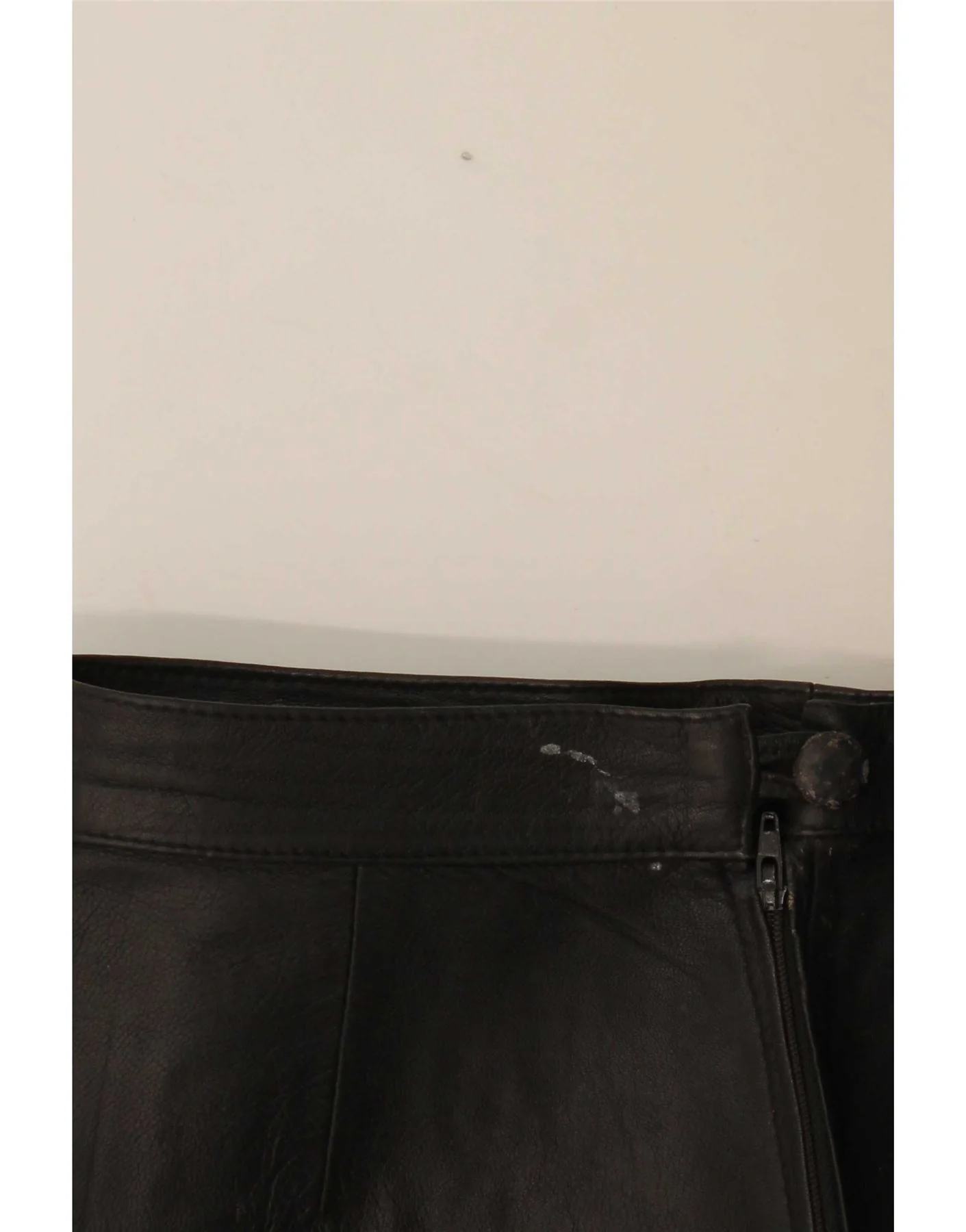 Vintage Womens Leather Skirt W28 Medium Black - Image 3