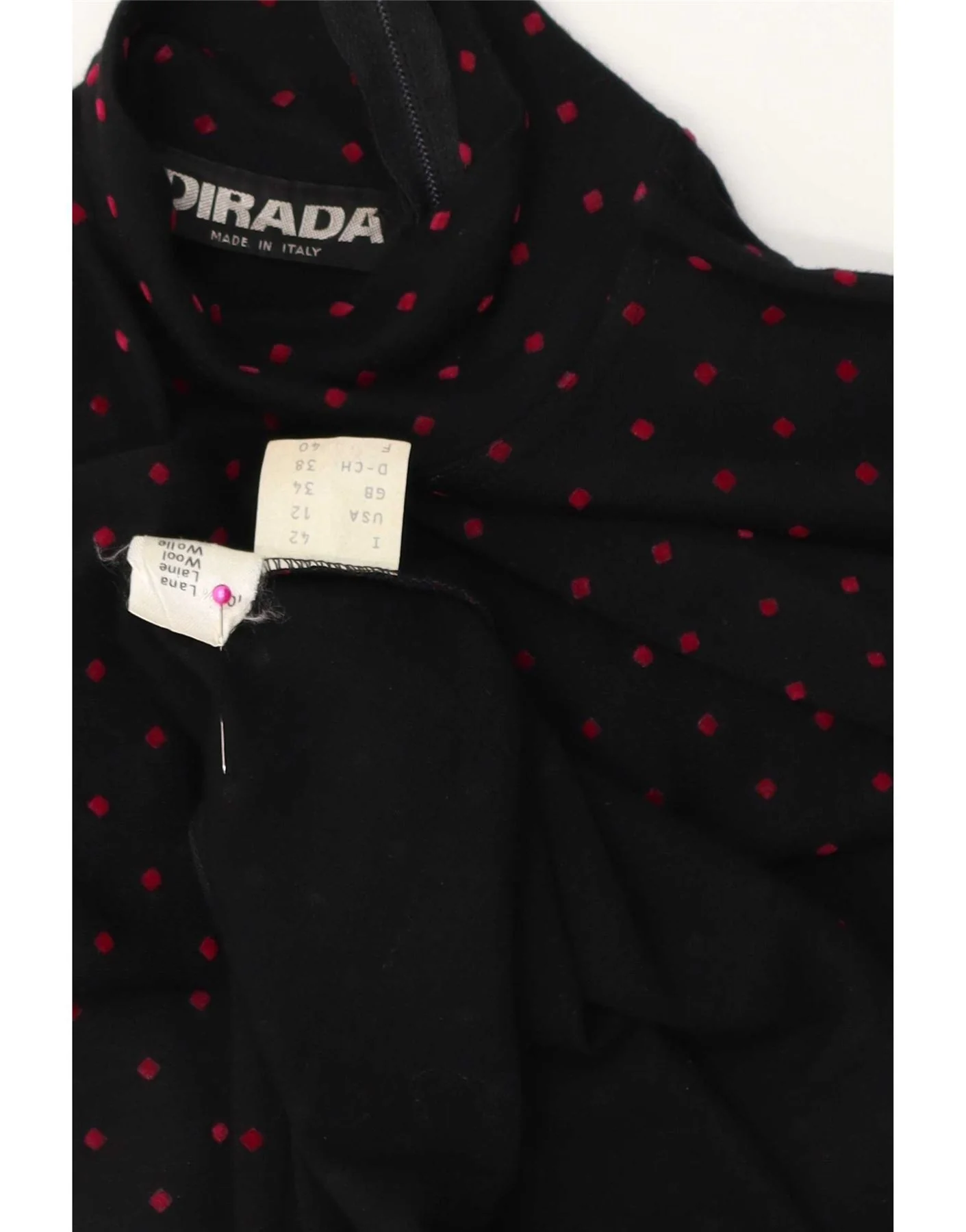 Vintage Womens Long Sleeve Maxi Dress EU 38 Medium Black Polka Dot Wool - Image 3
