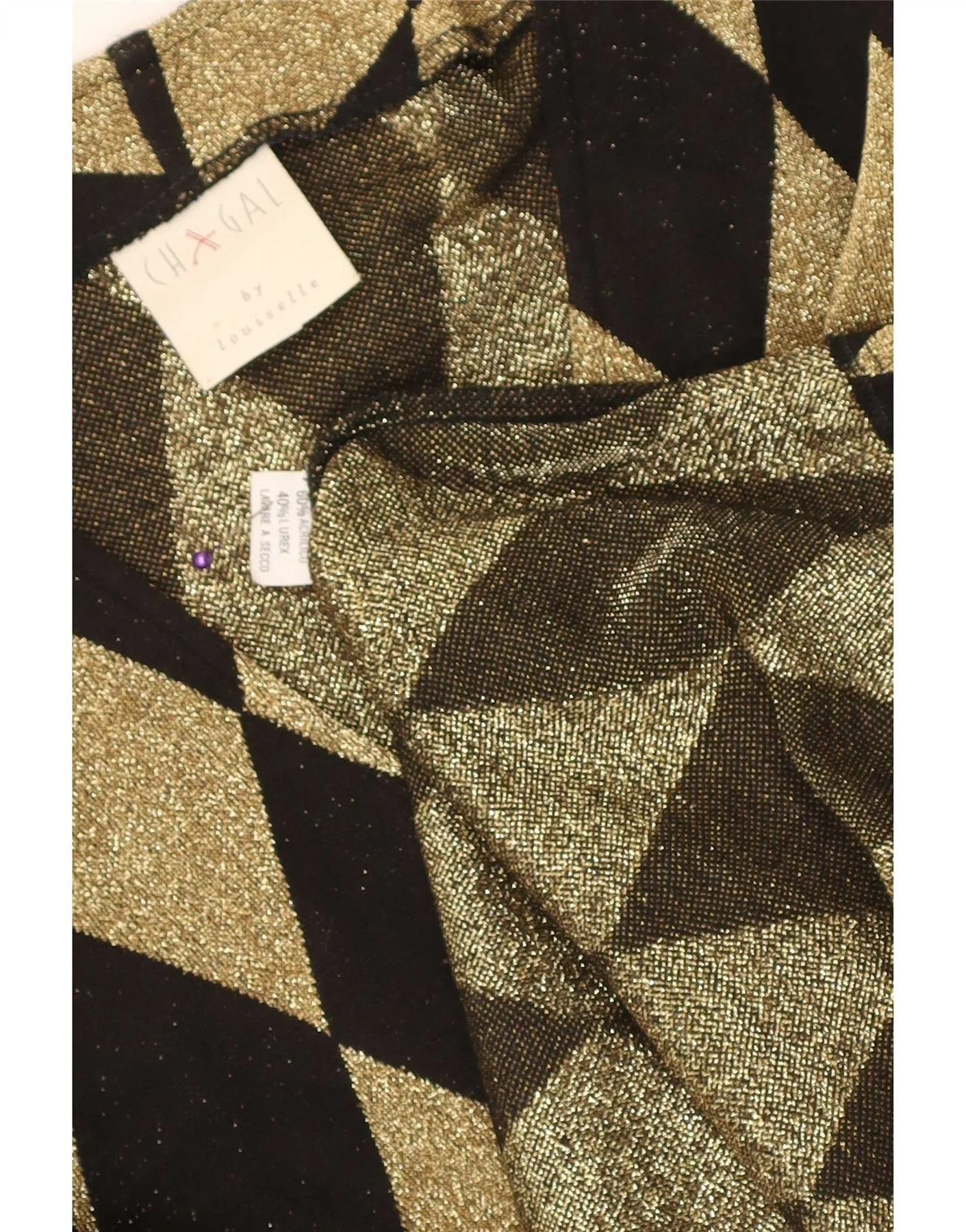 Vintage Womens Oversized Cardigan Sweater UK 16 Large Black Argyle/Diamond - Image 3