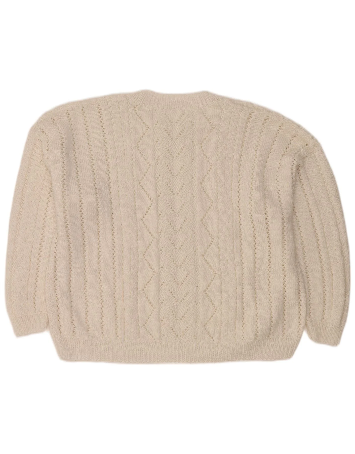 Vintage Womens Oversized Crew Neck Jumper Sweater UK 18 XL White - Image 2