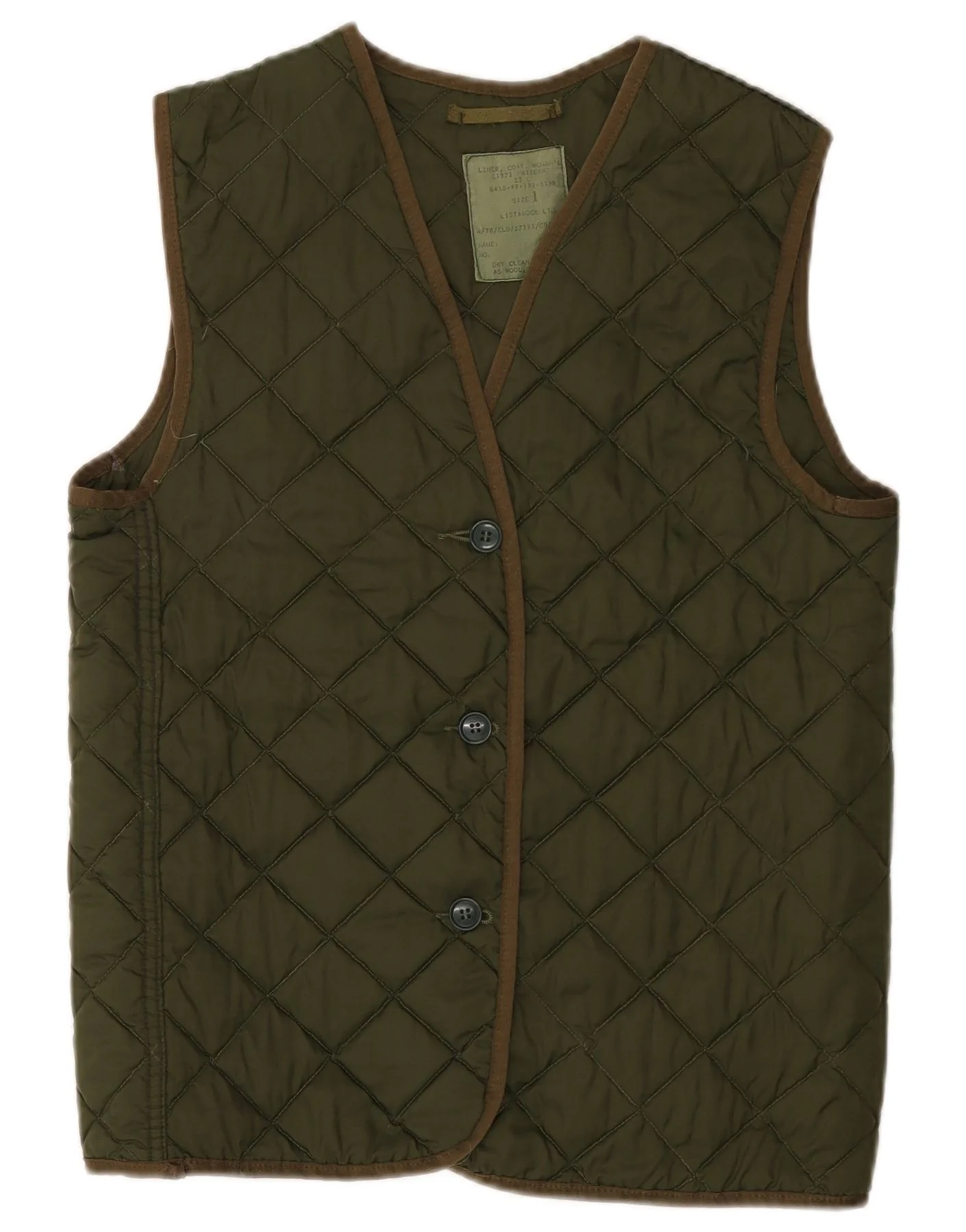 Vintage Womens Oversized Quilted Gilet US 1 XS Khaki