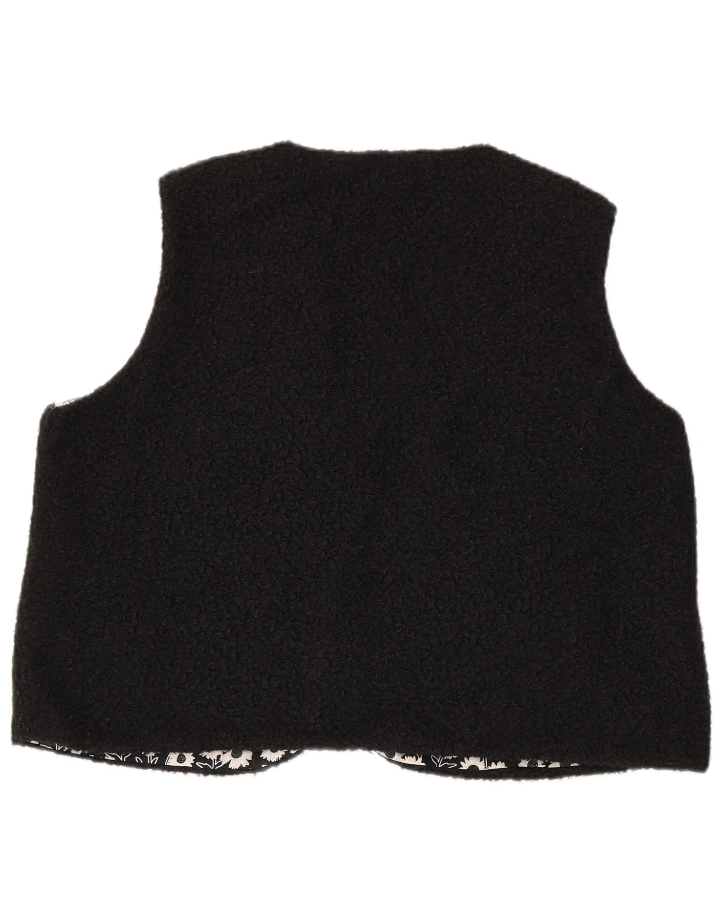 Vintage Womens Reversible Waistcoat UK 16 Large Black Floral - Image 4