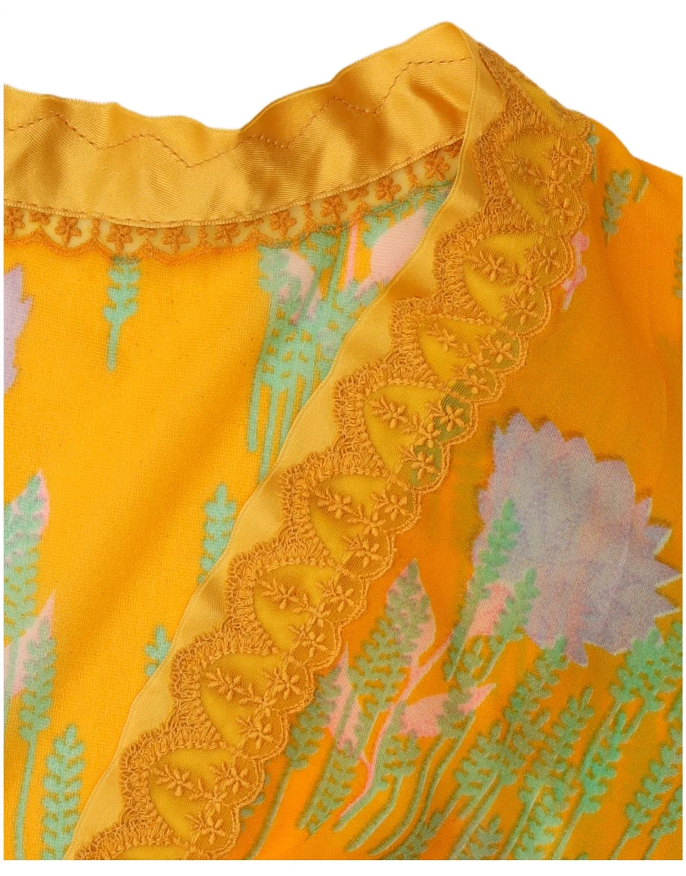 Vintage Womens See Through Maxi Dress UK 16 Large Yellow Floral - Image 3