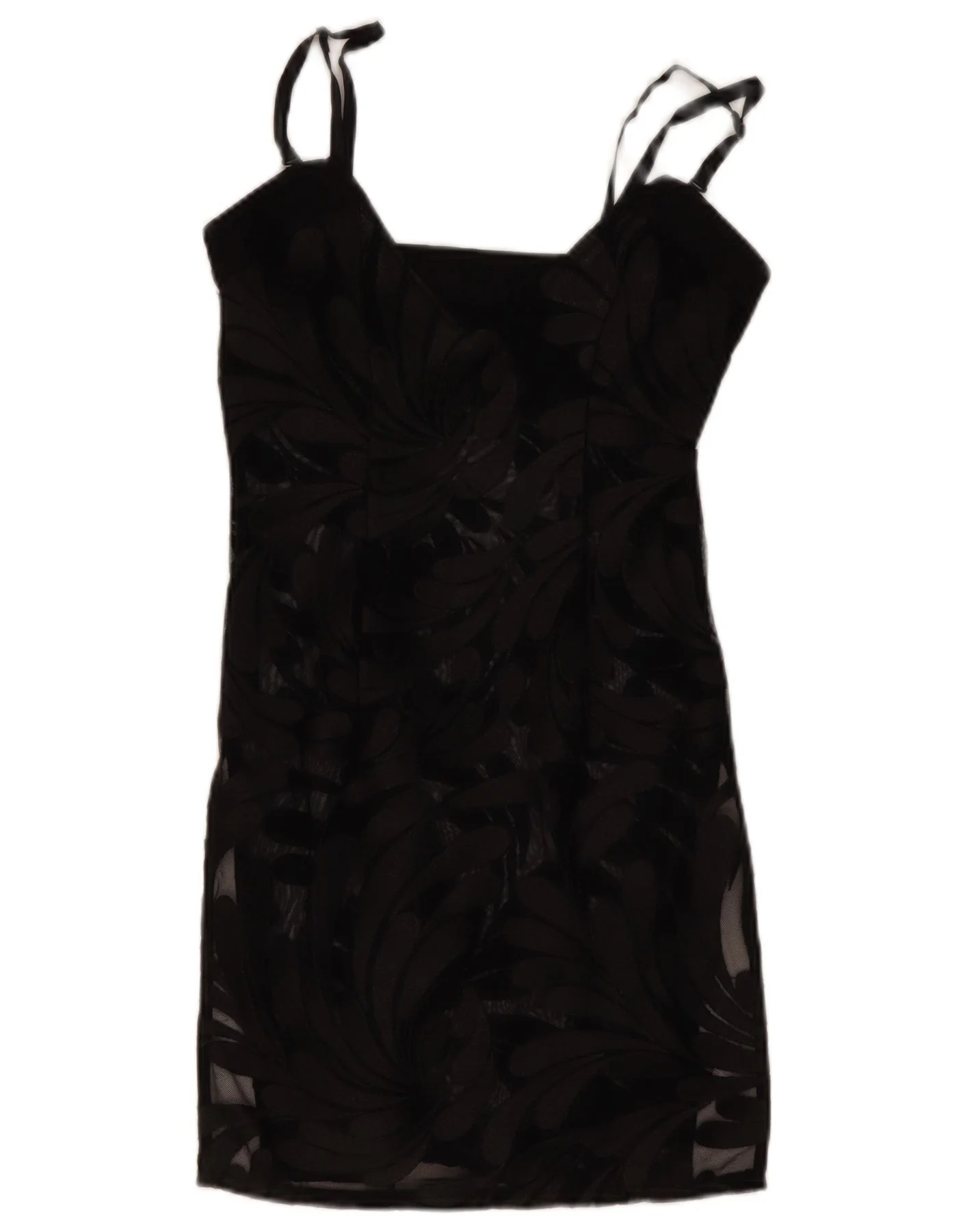 Vintage Womens See Through Slip Dress UK 8 Small Black Floral