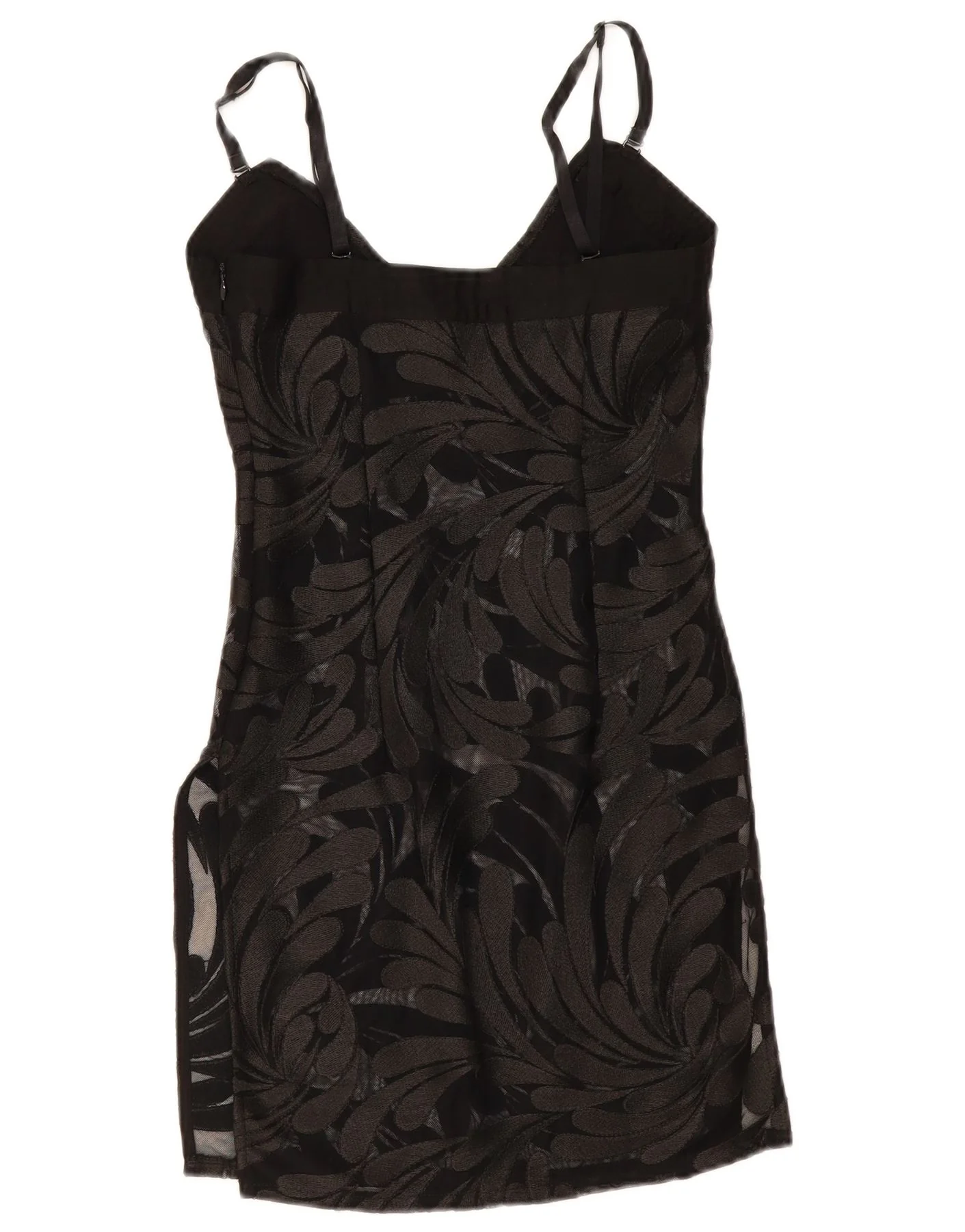 Vintage Womens See Through Slip Dress UK 8 Small Black Floral - Image 2