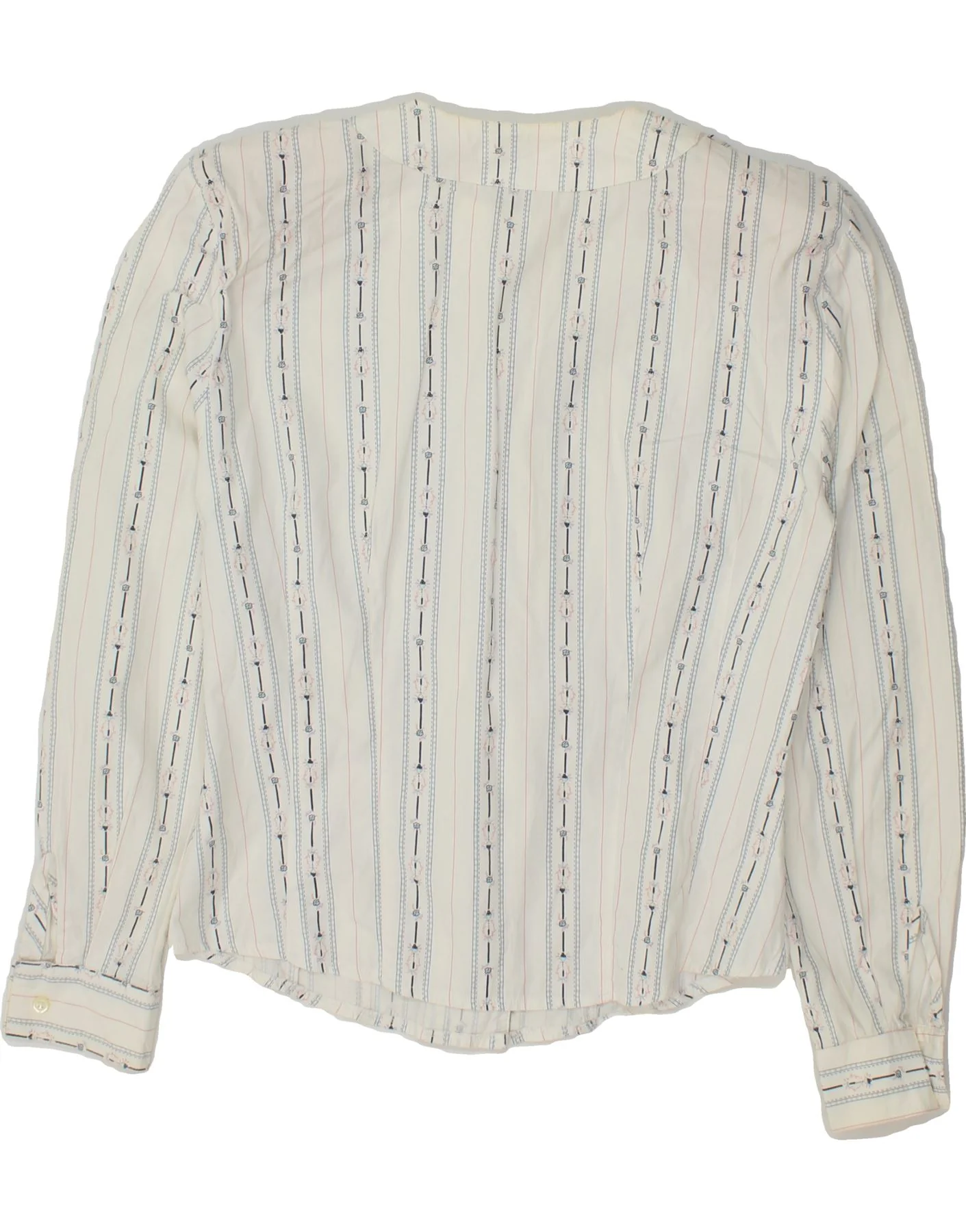 VINTAGE Womens Shirt Blouse UK 12 Medium White Striped Cotton - Image 2