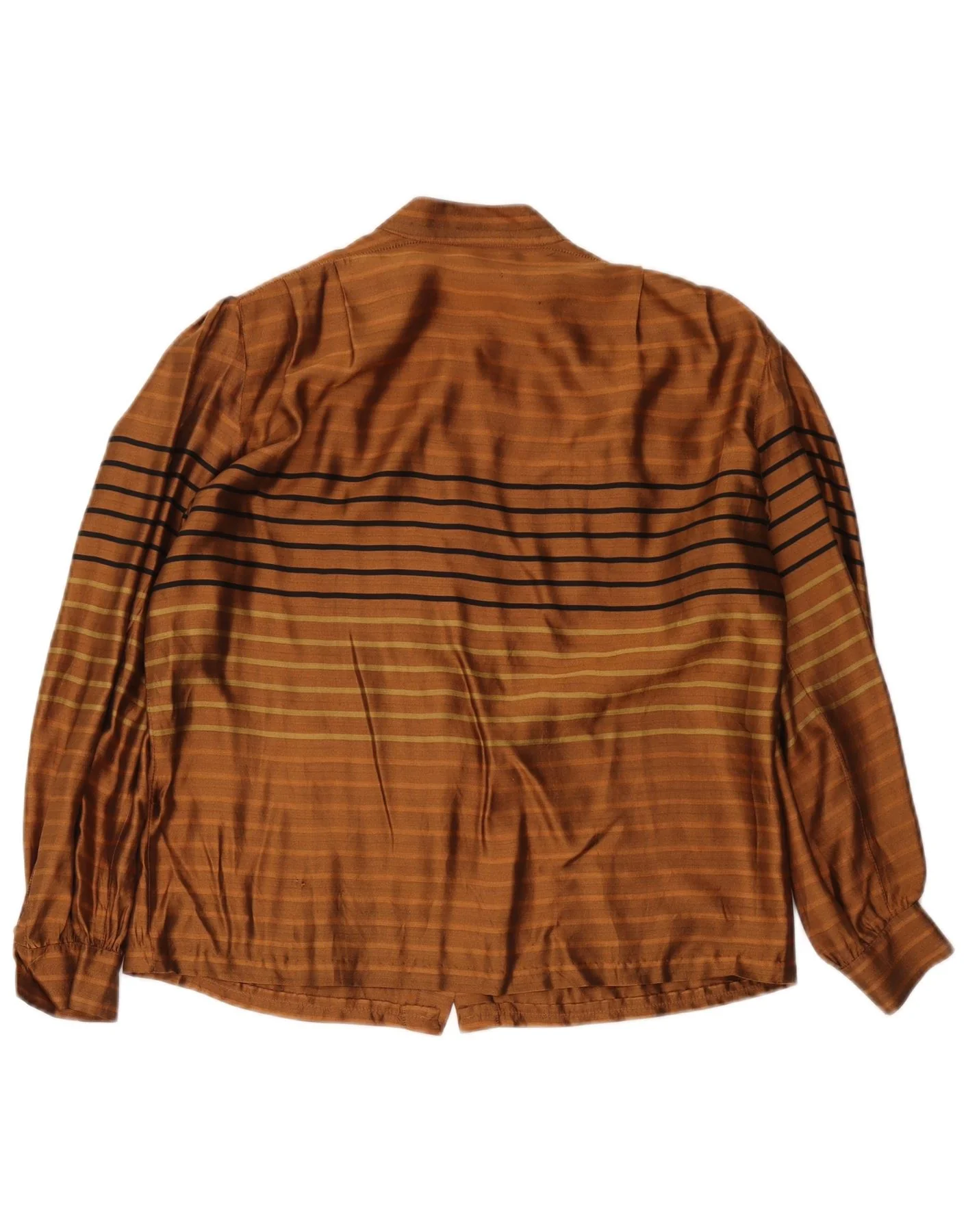 Vintage Womens Shirt Blouse UK 14 Large Brown Striped - Image 2